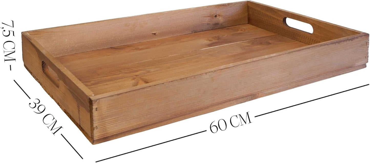Serviertablett aus Holz 60x40x8cm, Braun