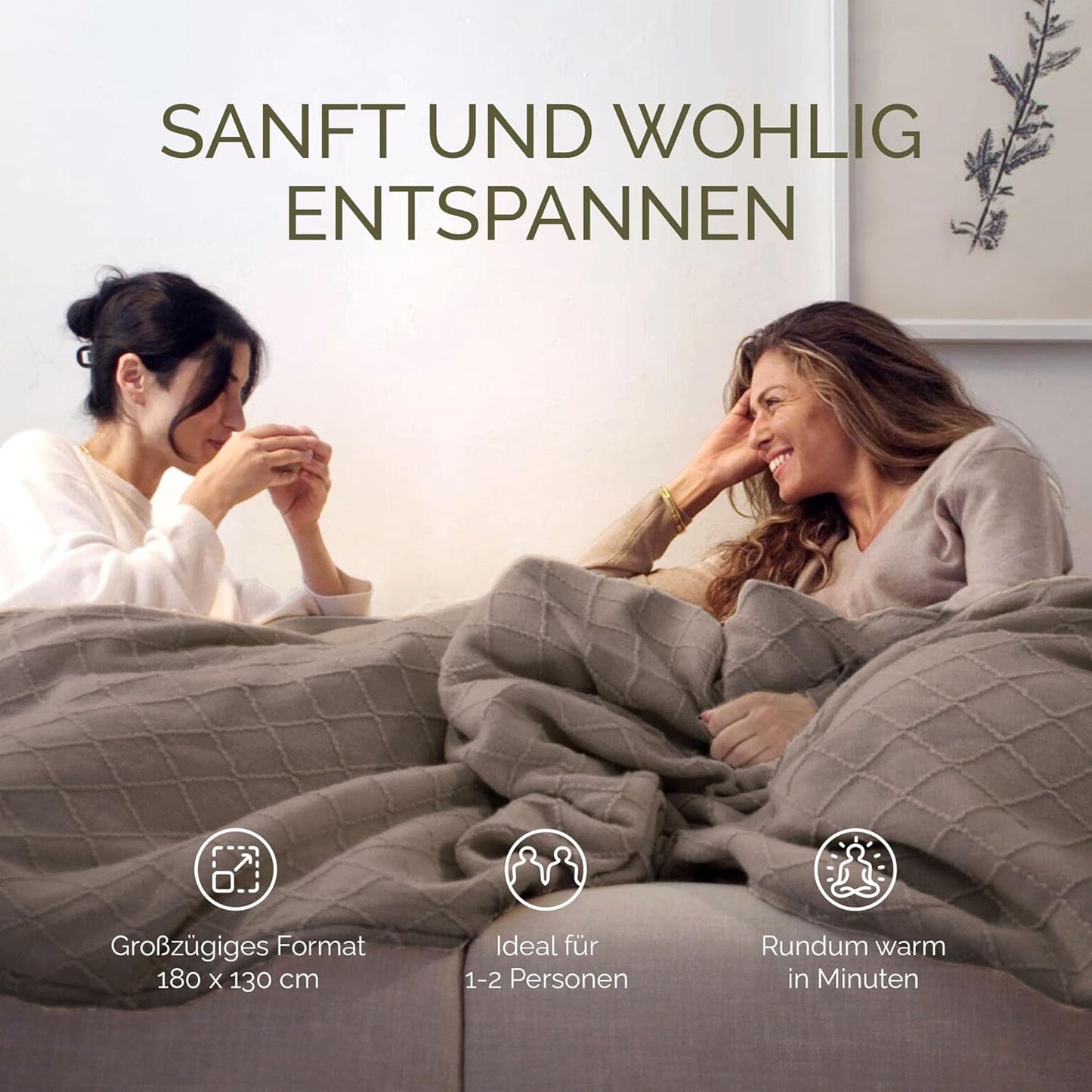 Sofa Heizdecke Bohem mit 9 Heizstufen & Auto-Off Timer, Umber Wood