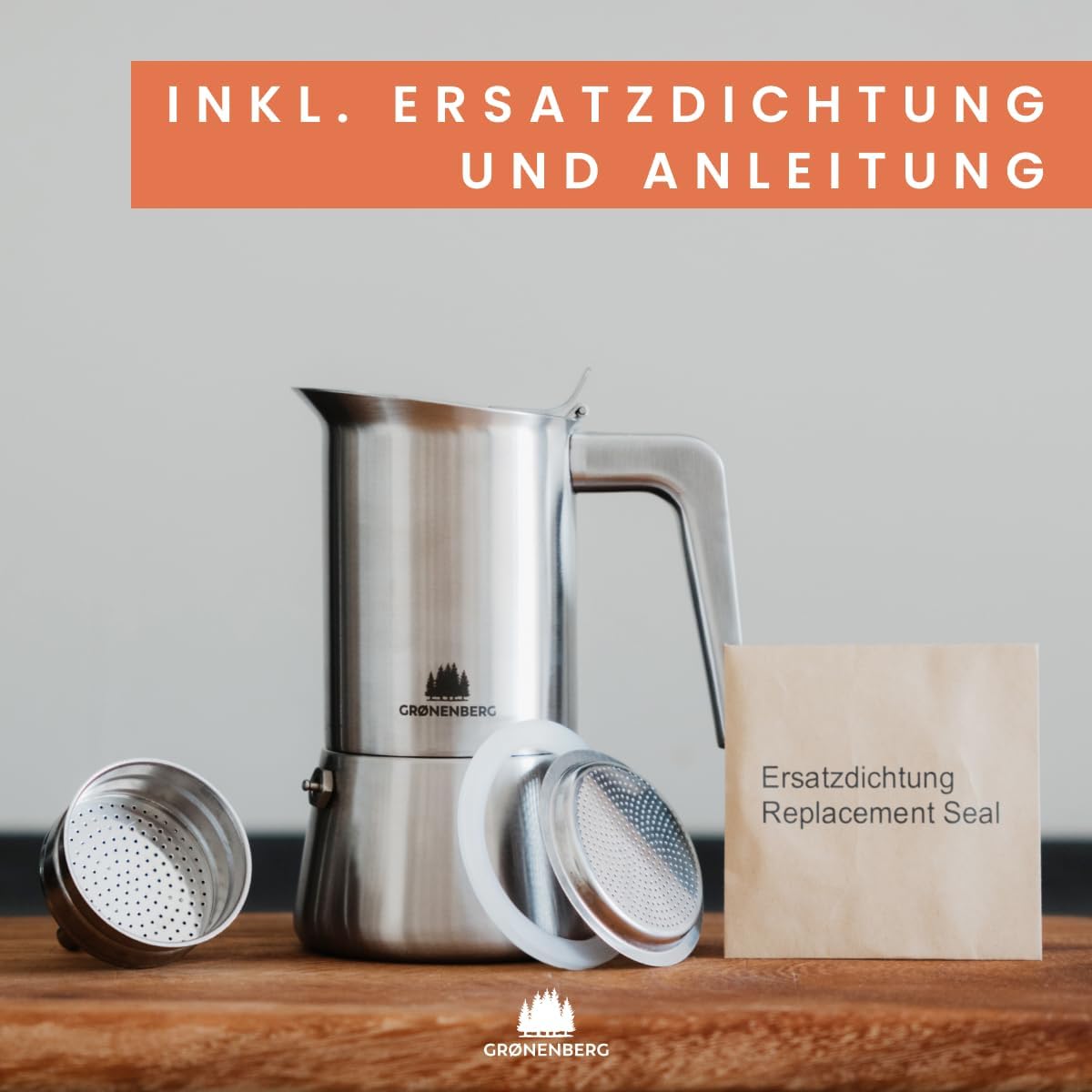 Espressokocher Induktion für 4 Tassen, 4 Tassen (200 ml)