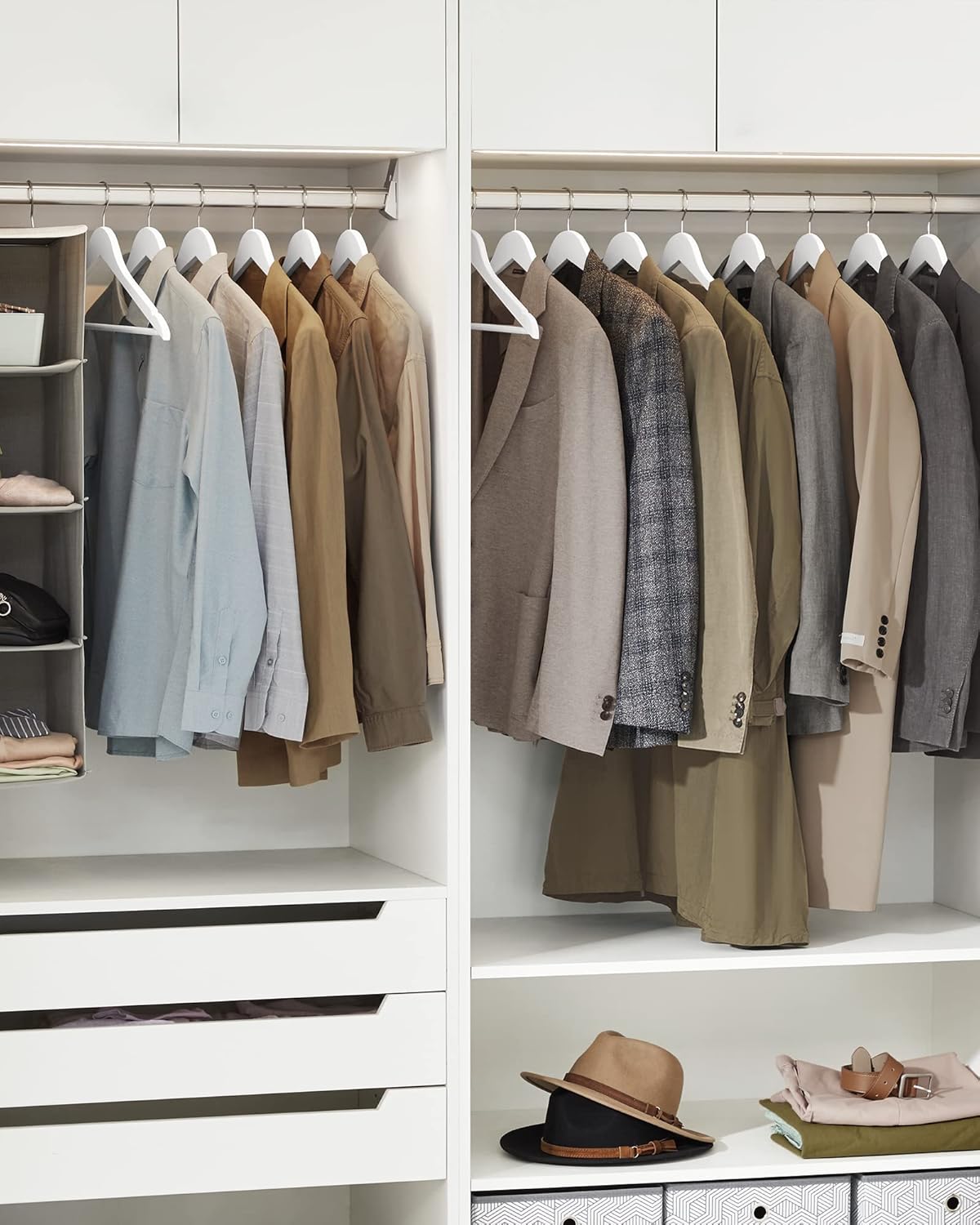 10-teiliges Kleiderbügel-Set mit 360° Haken, Weiss + Silbern 10 Stück