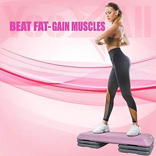 Aerobic Stepper mit verstellbaren Risers, B.Health Club Size - Rosa/Grau