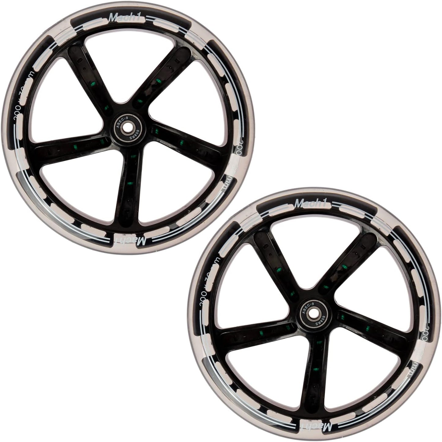 2 Stück Cityroller Ersatz-Reifen, 200x30mm mit LED