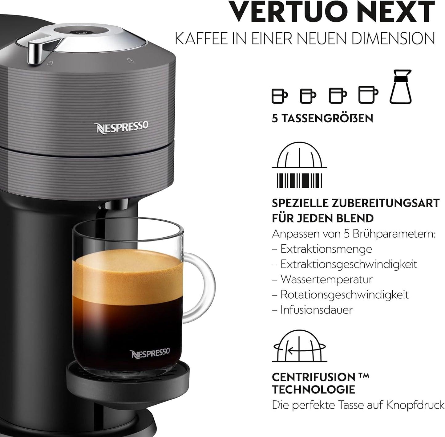Vertuo Next Kaffeekapselmaschine, Grau ; Vertuo Next Kaffeemaschine
