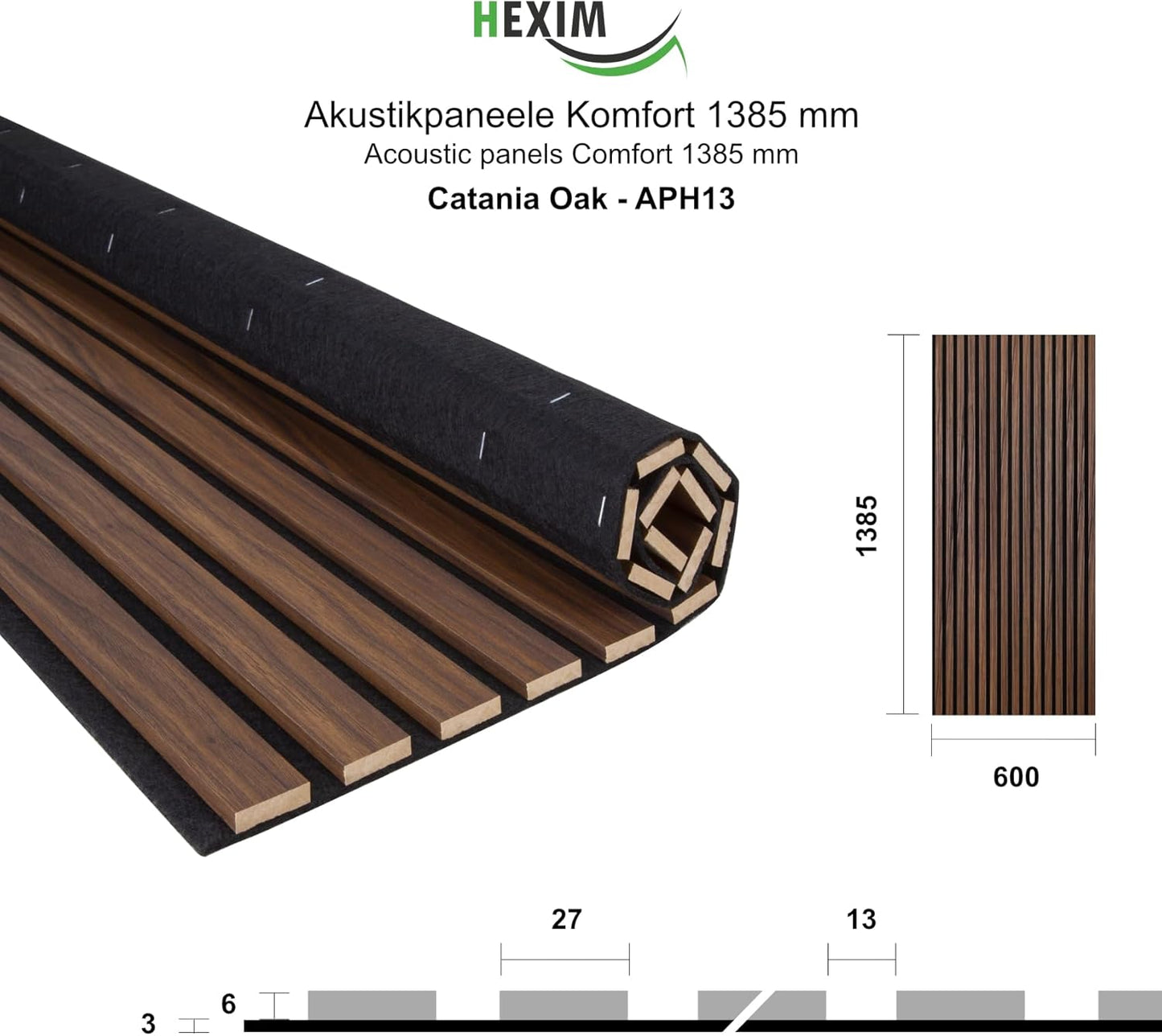 Akustikpaneele, Catania Oak 1x 1,385 Meter - 0,83 m²