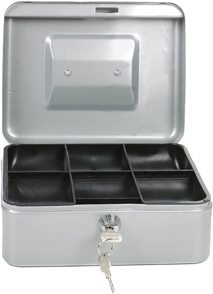 Abschliessbare Geldkassette mit Hartgeldeinsatz, Silber
