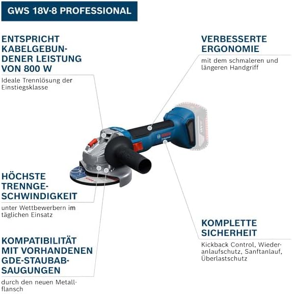 Akku-Winkelschleifer GWS 18V-8, Scheibendurchmesser 125 mm Ohne Akku/Lader