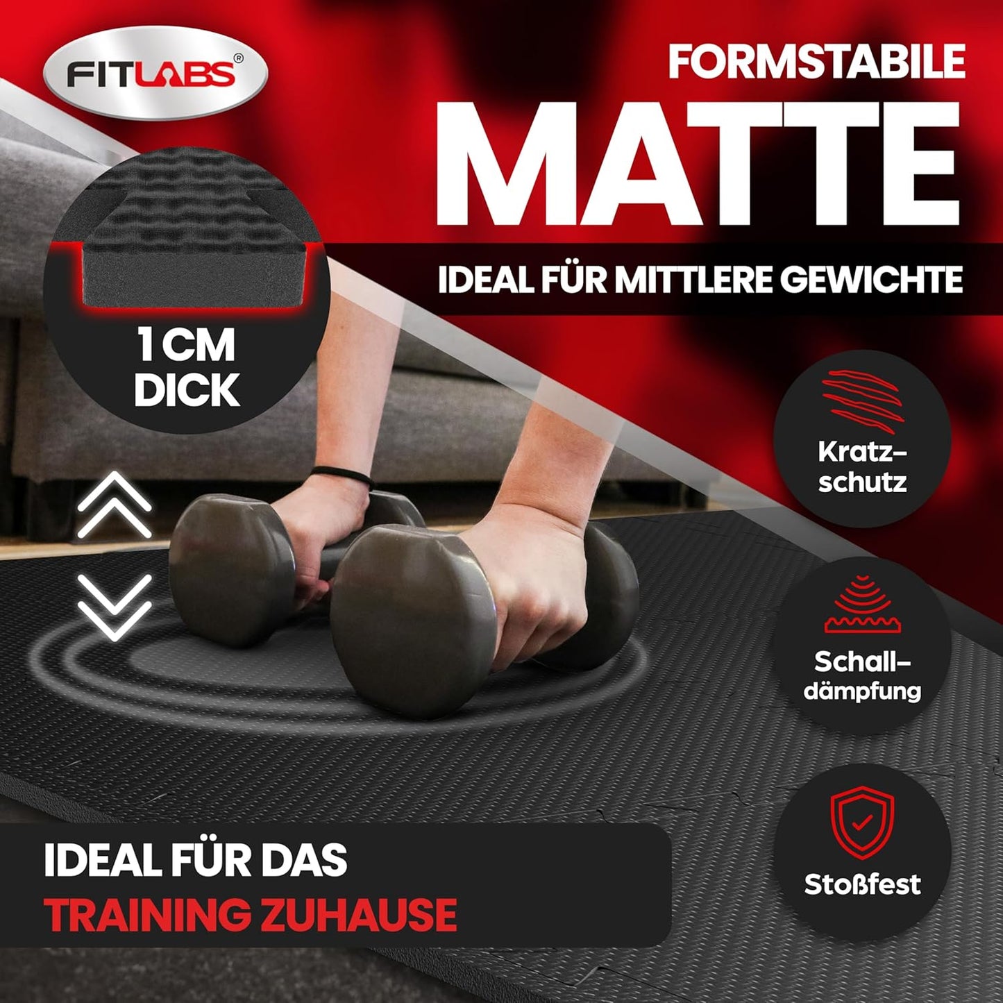 Bodenschutz-Trainingsmatten Set, Anthrazit | 18 Matten | 1,5 m²