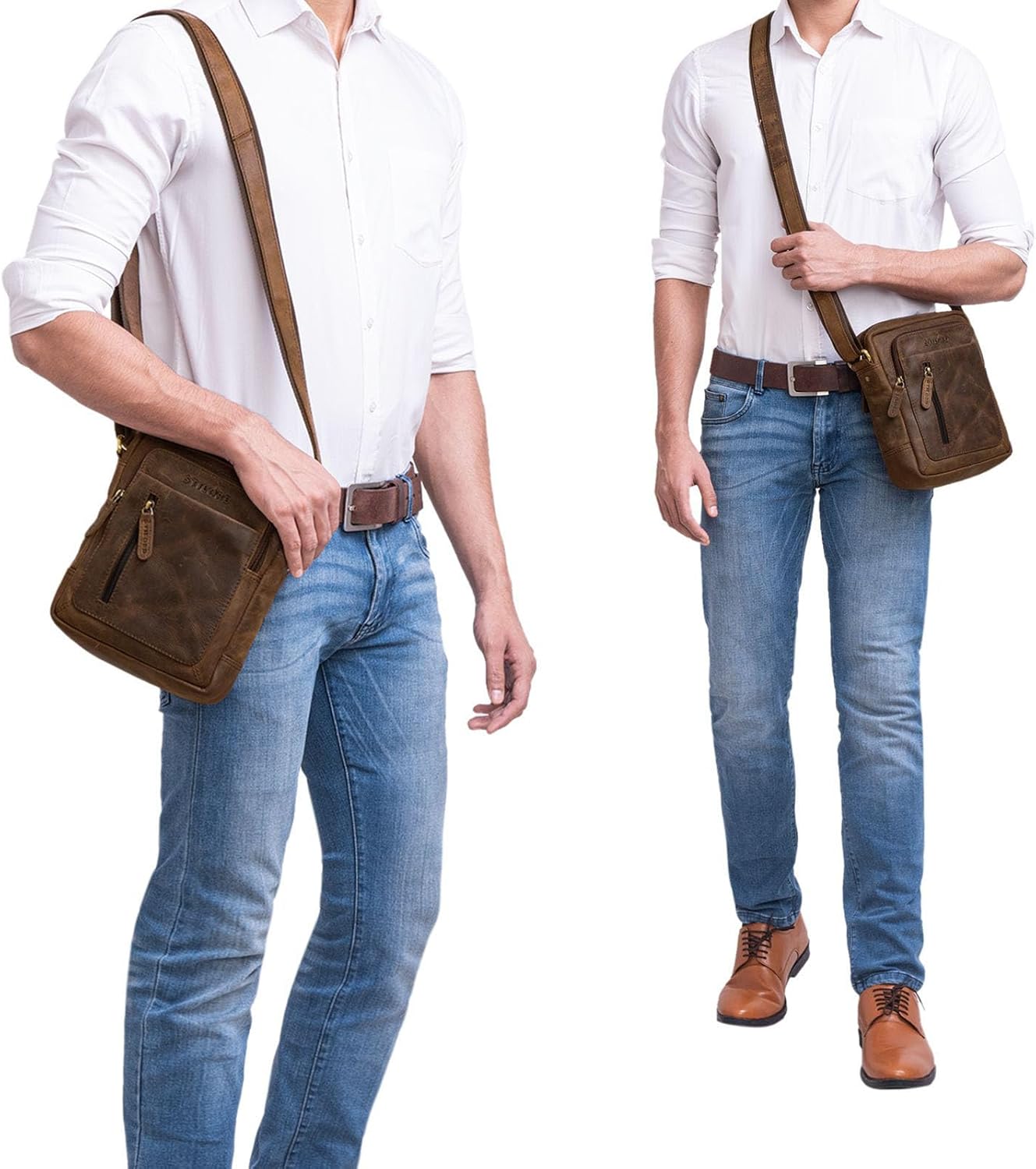 Vintage Herren Ledertasche, Zamora - Braun
