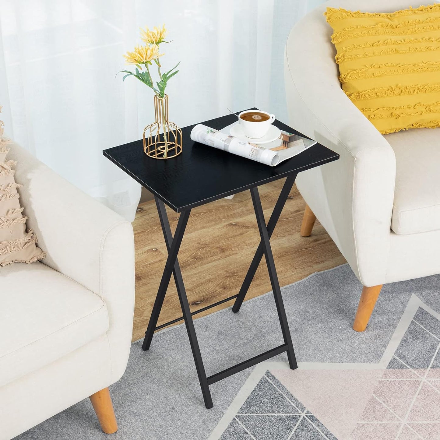 2er-Set Beistelltisch, Schwarz