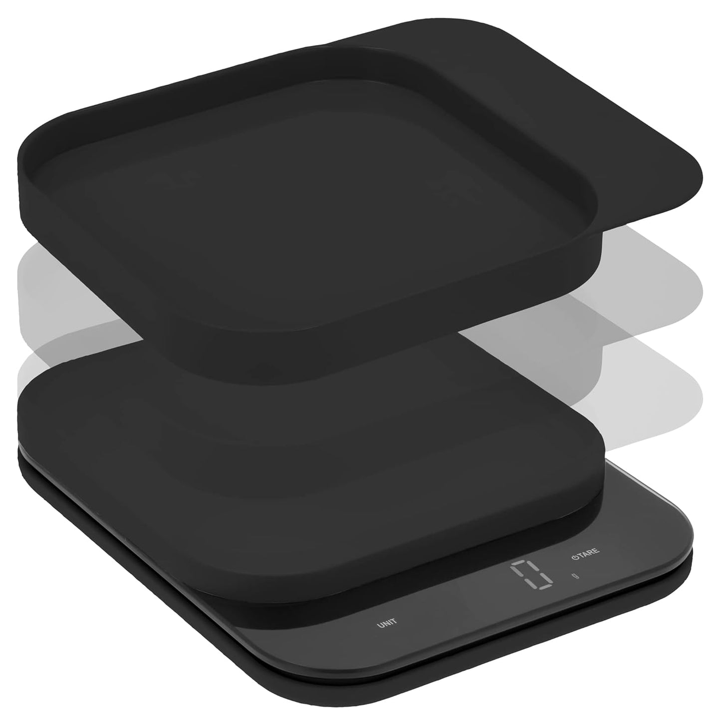 Digitale Küchenwaage mit Schüssel und Tara-Funktion, 16,50 x 20,3 x 3,5 cm Schwarz