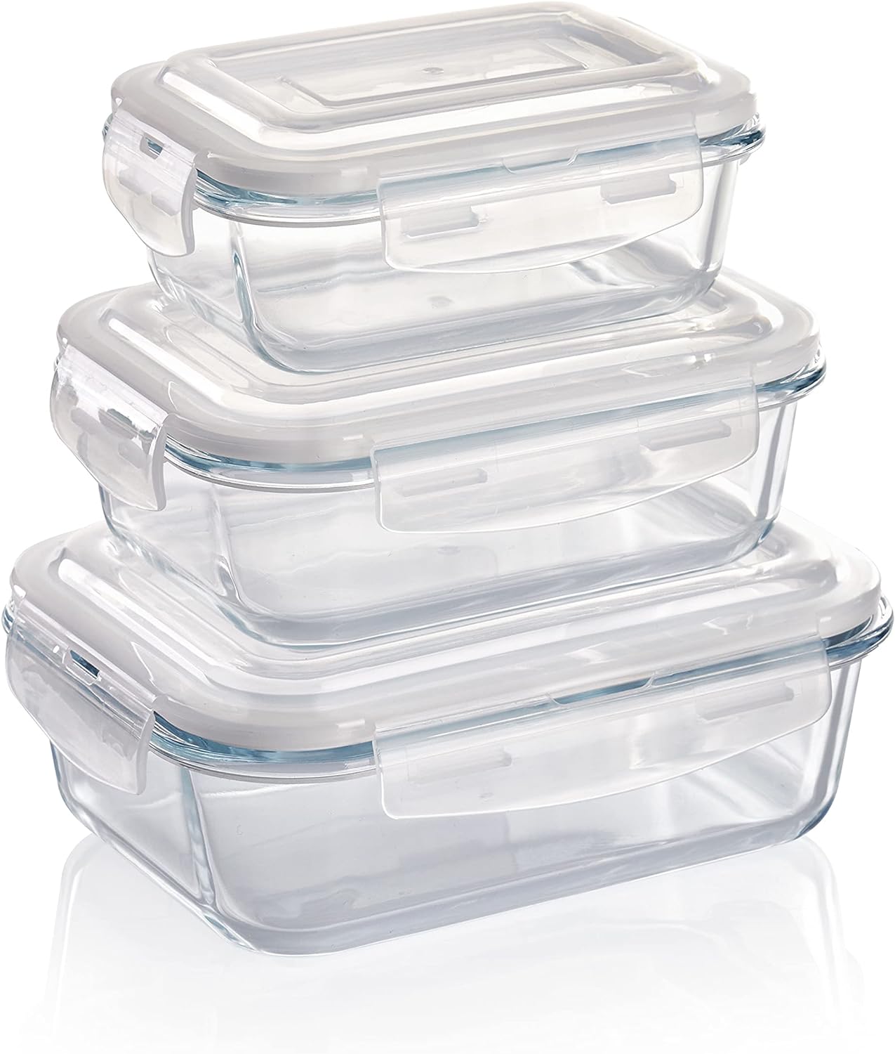 Frischhaltedosen-Set, luftdicht (3-teilig), 1 x 370 ml, 1 x 640 ml, 1 x 1040 ml Rechteckig