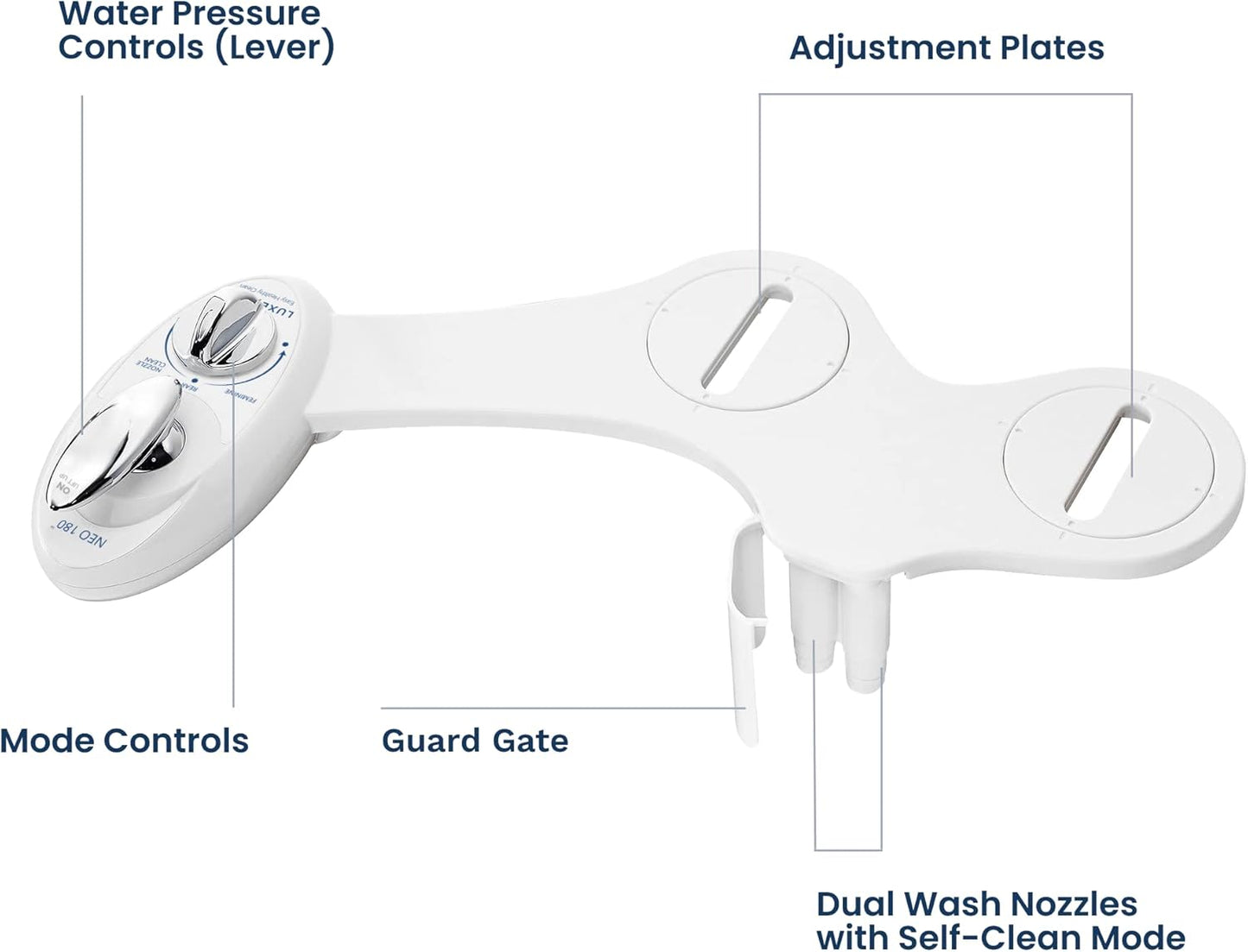 Selbstreinigender Dual-Düsen Bidet-Aufsatz Neo 180, Weiss