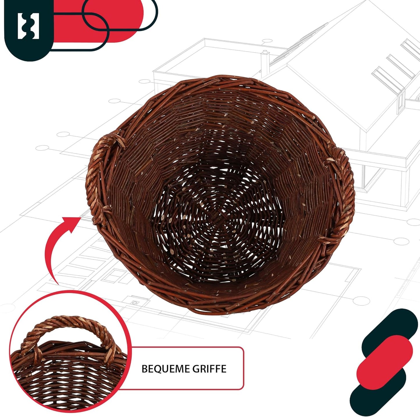 Weidenkorb für Kaminholz, ø 35 cm