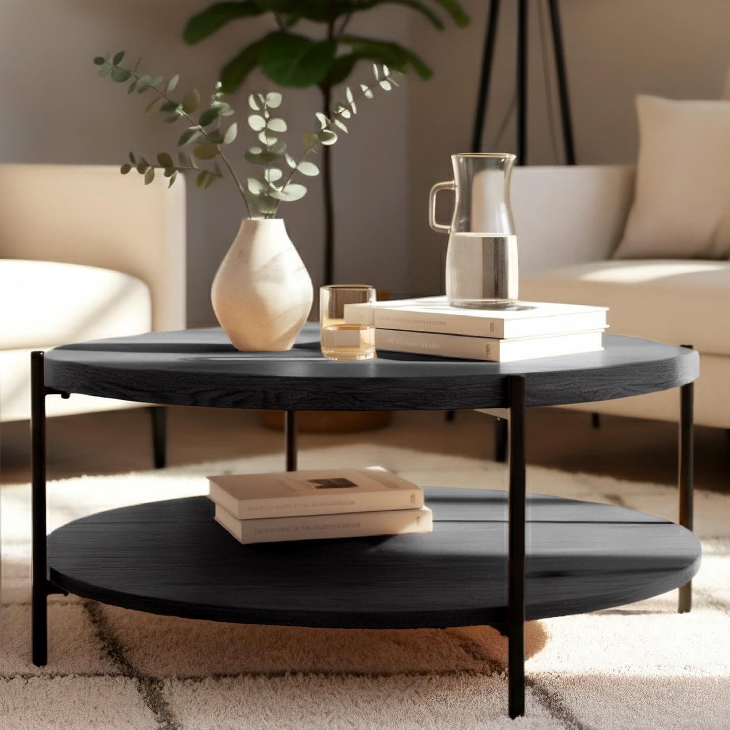 Runder Couchtisch Edduma, Ø 80 cm Grau