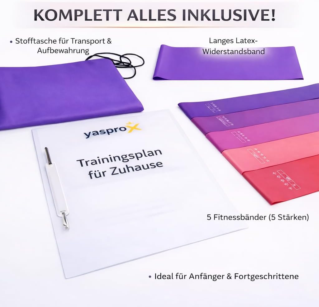 Pilates-Trainingsset mit Widerstandsbändern & Pilatesball, Violett