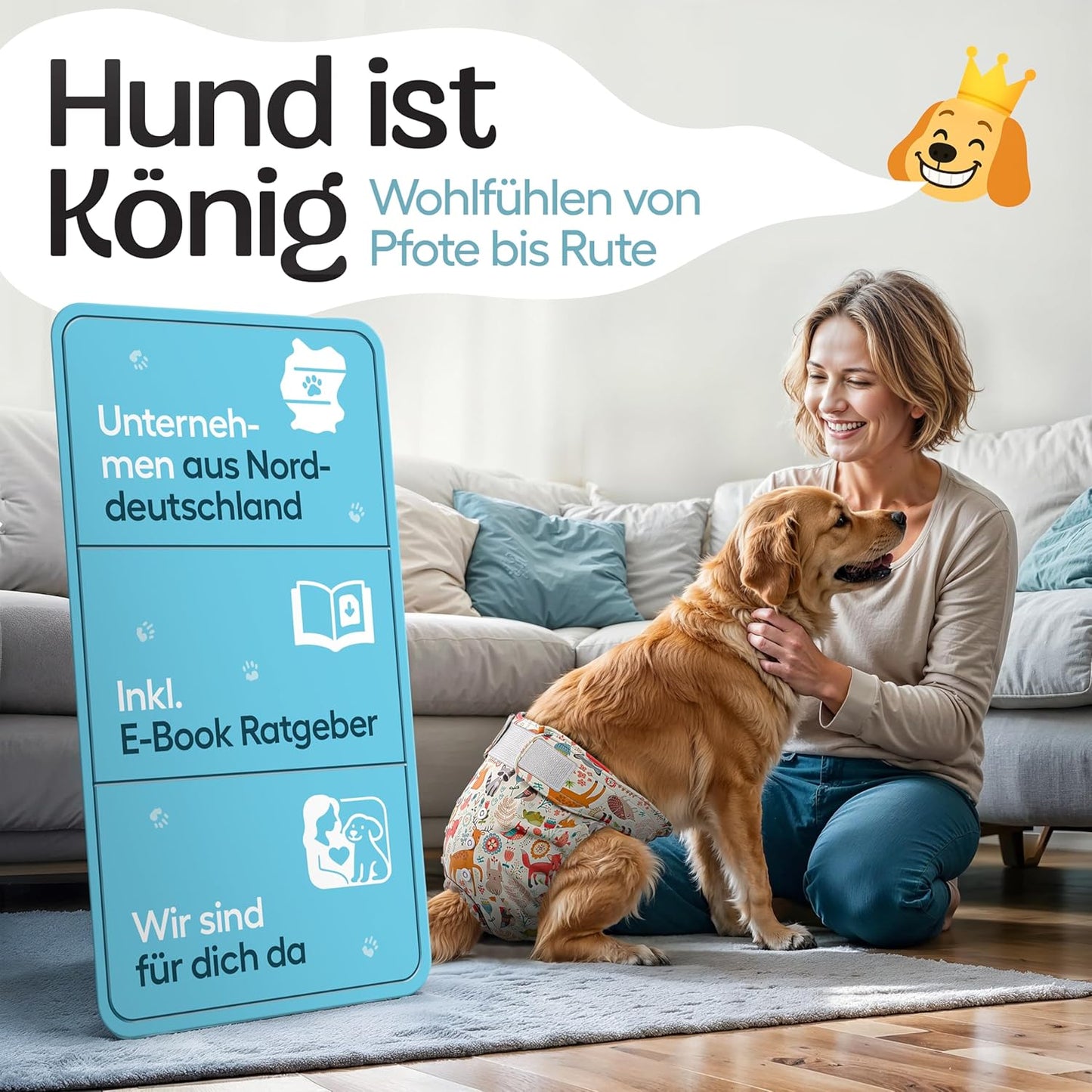 Hundewindeln für Hündinnen 3 Stück, Hund & Waldtiere XS (21 - 29cm)