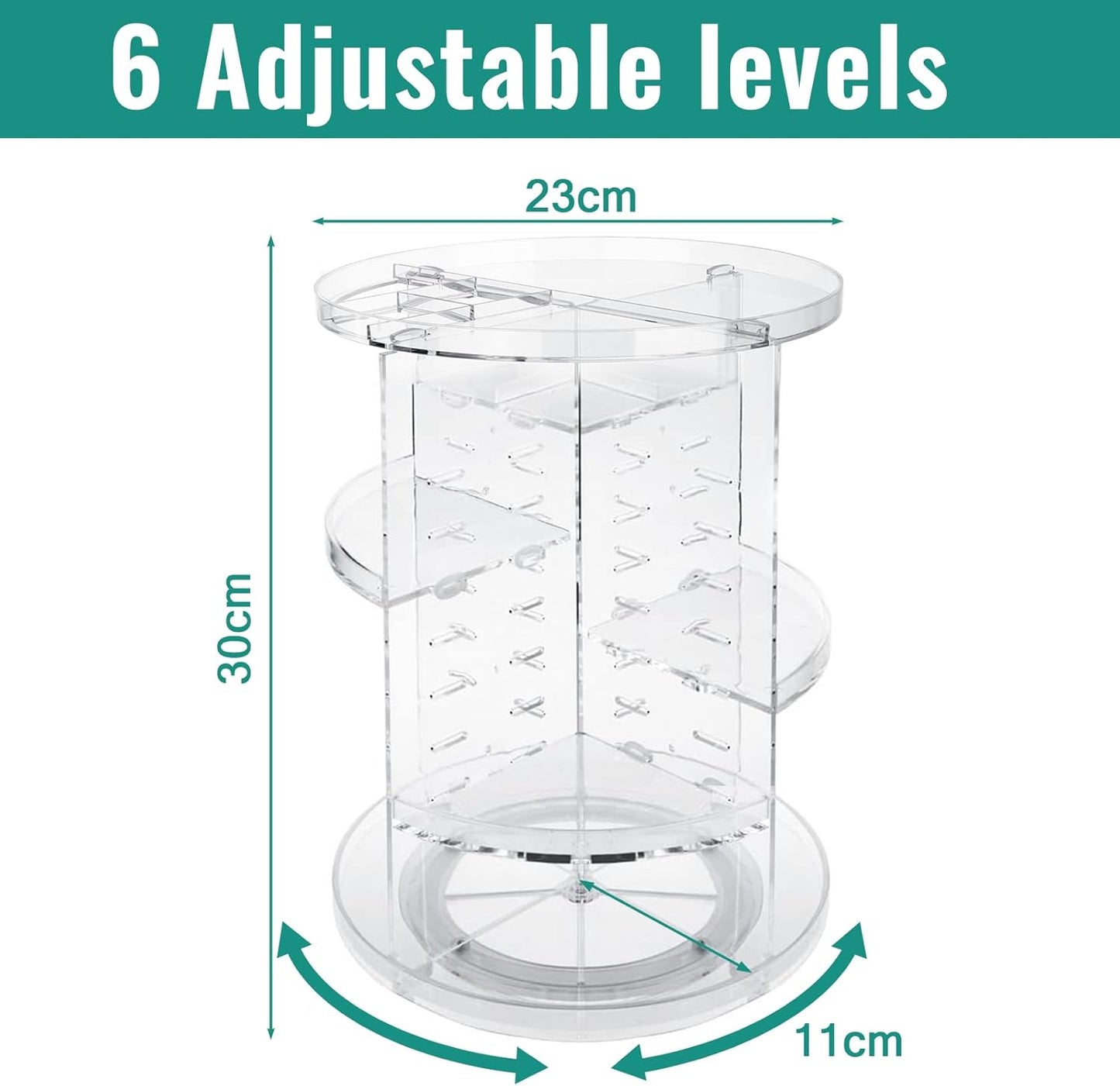 Kosmetik Organizer, 360° Drehbar, Verstellbare Ebenen