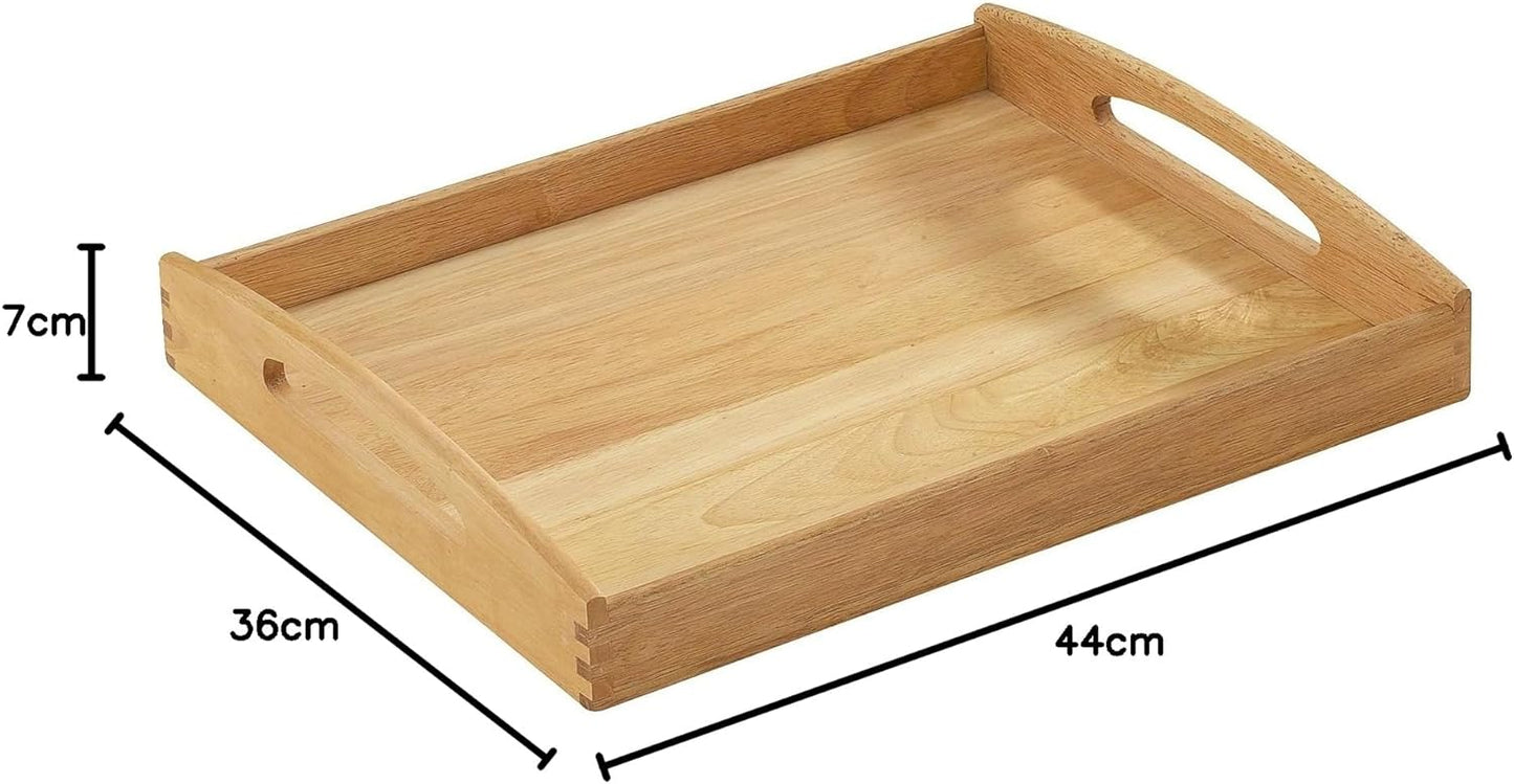 Tablett aus Gummibaumholz, Gummibaum 44 x 36 x 7 cm Einfarbig