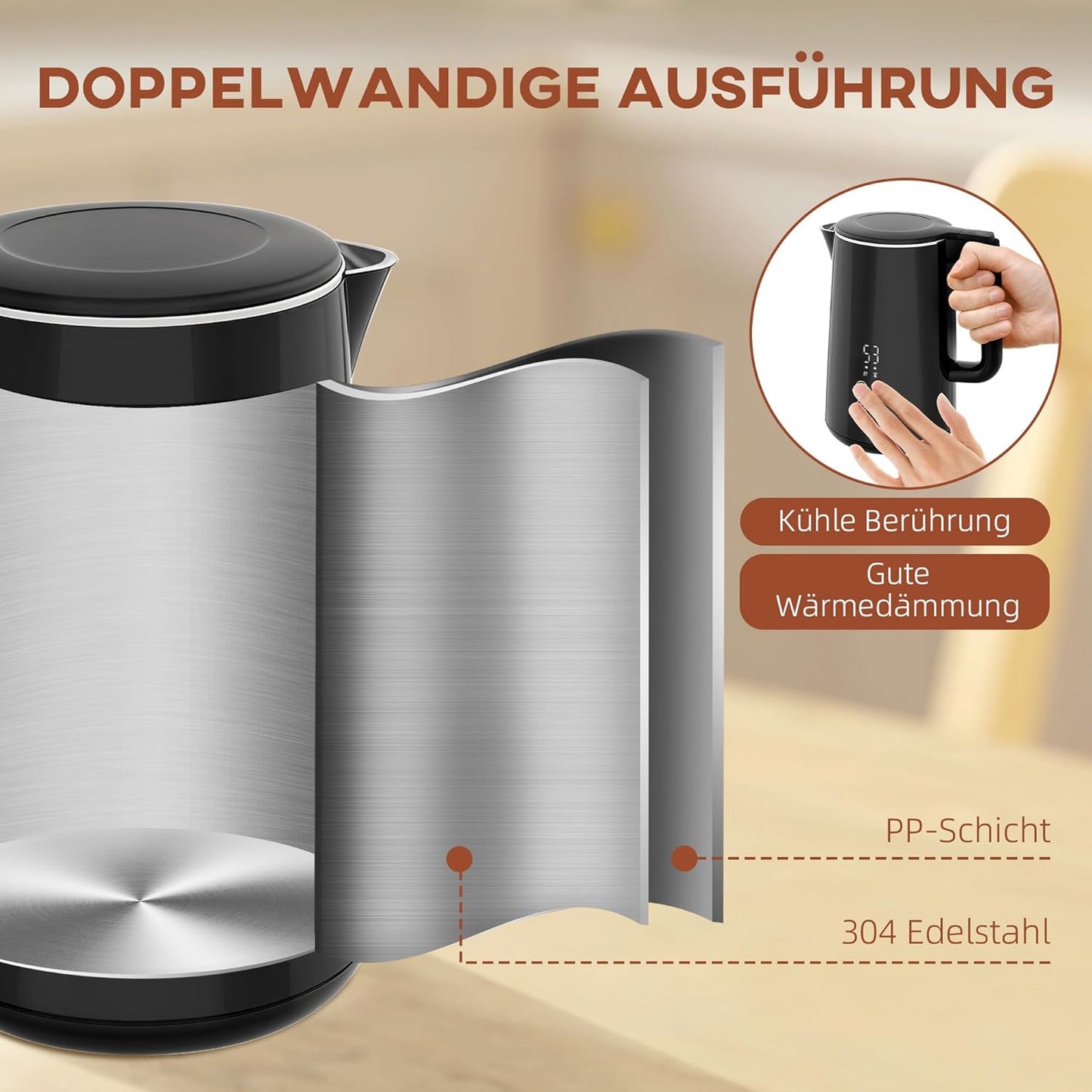 Wasserkocher & Toaster Set, Schwarz