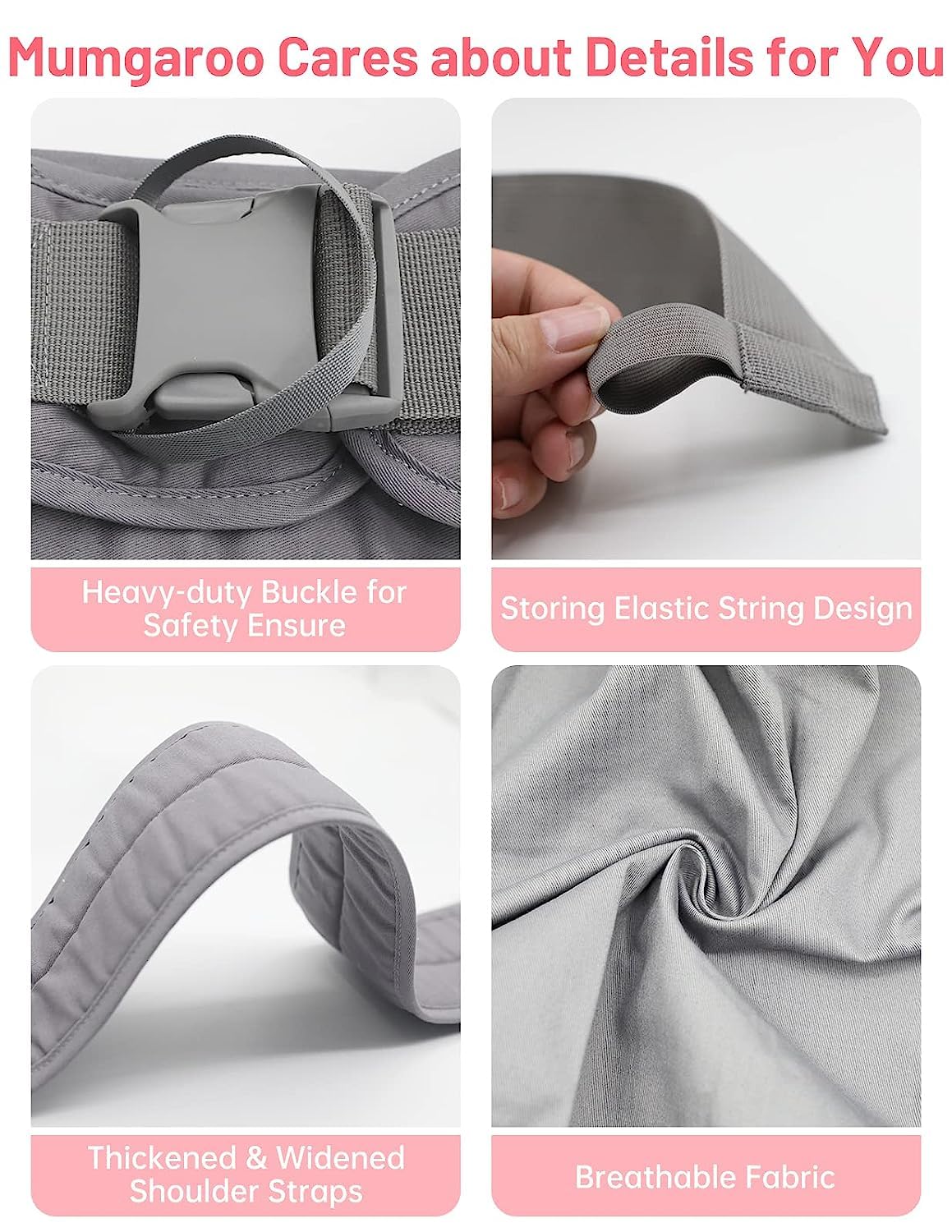 Ergonomische Baby-Hüfttrage, Nebelgrau