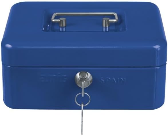 Sichere Geldkassette mit Münzfach und Schlüsseln, Blau 150 x 110 x 70 mm