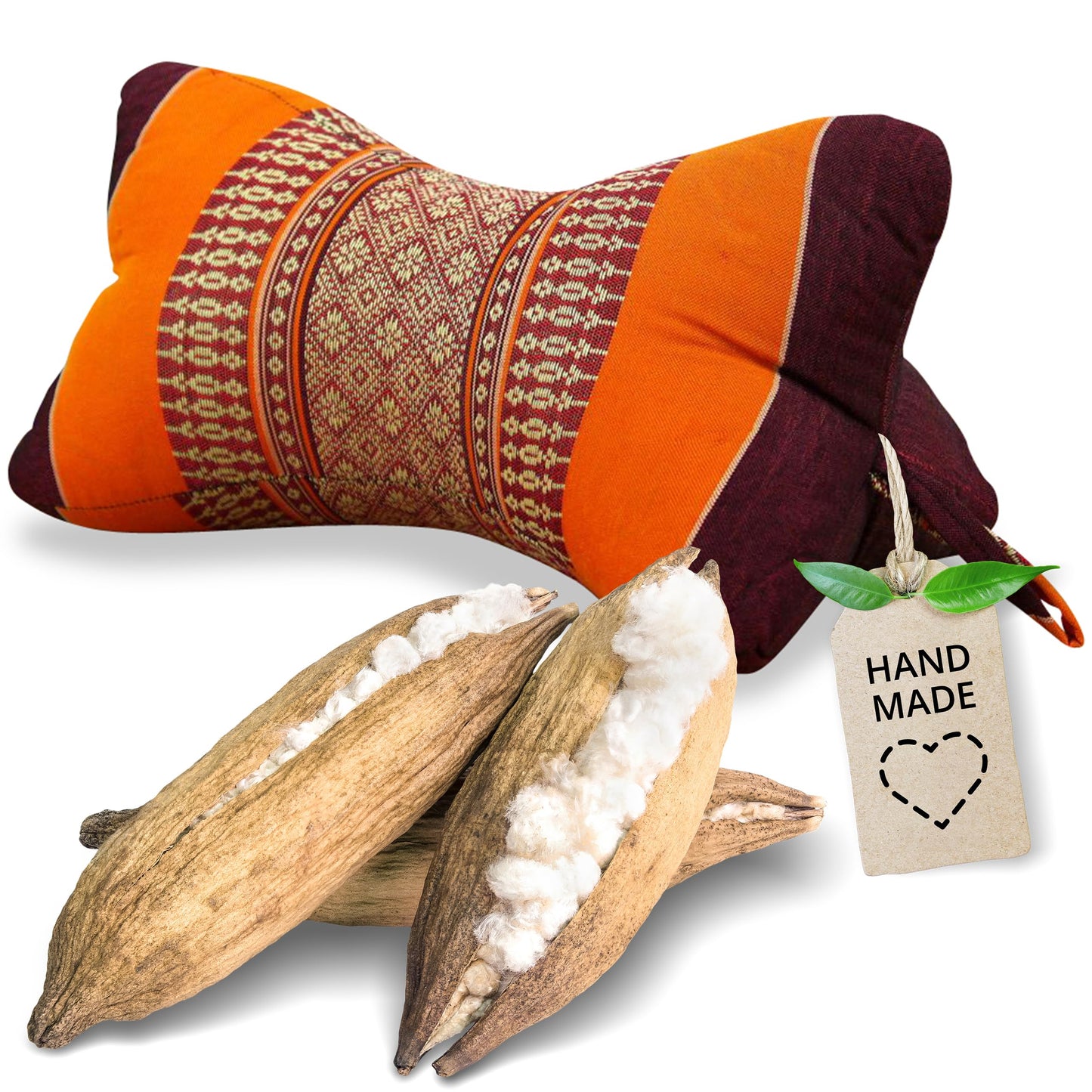 Knochenkissen mit Kapokfüllung, Orange