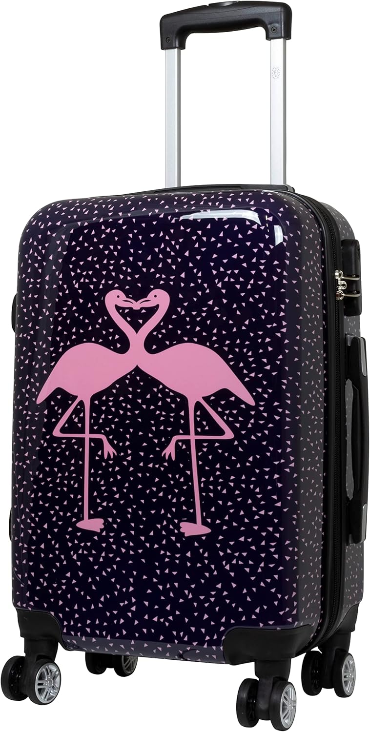 3-teiliges Hartschalen-Kofferset mit Flamingo-Motiv, Kofferset 3-teilig Flamingo