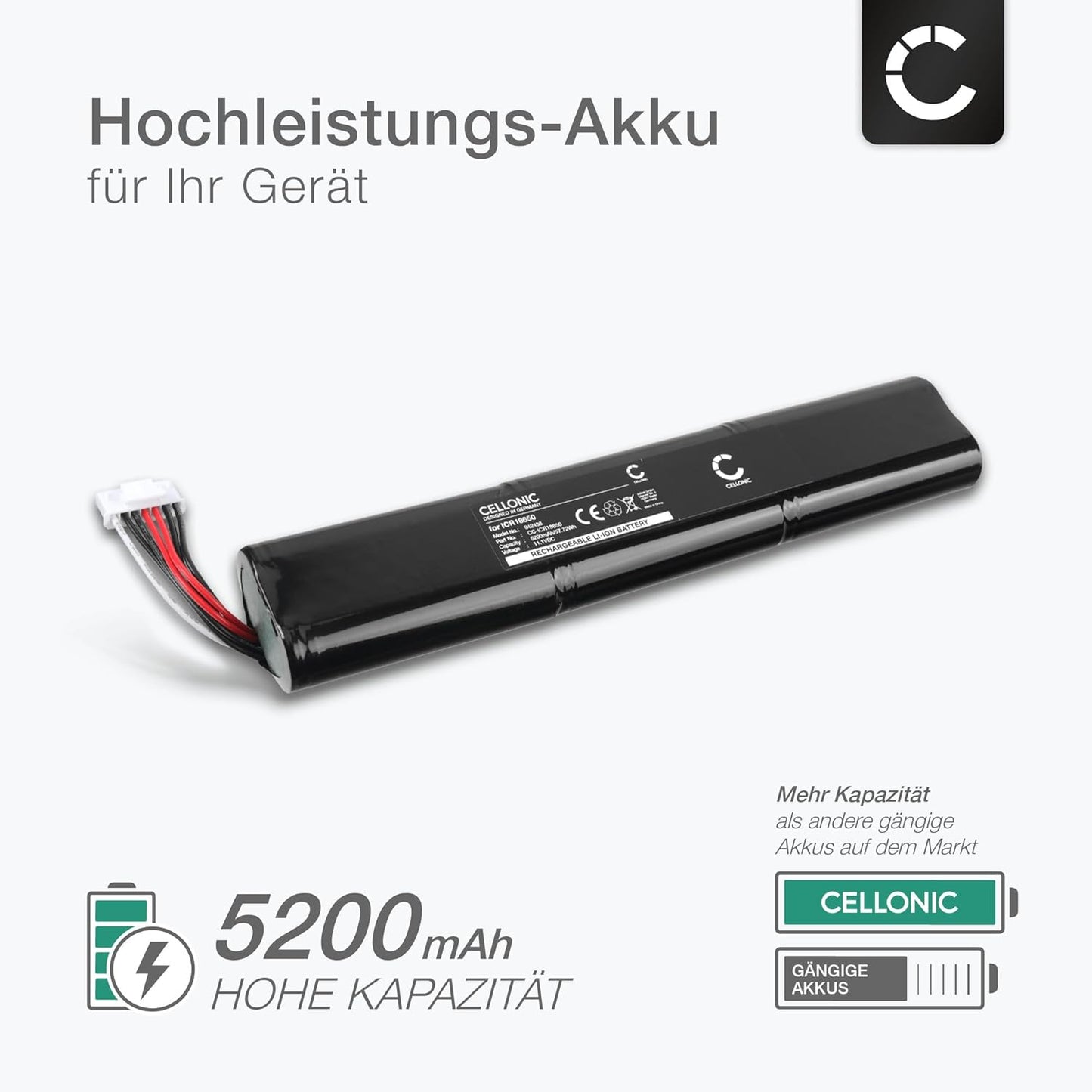 Ersatzakku für Teufel Boomster ICR18650 (2020), 5200mAh