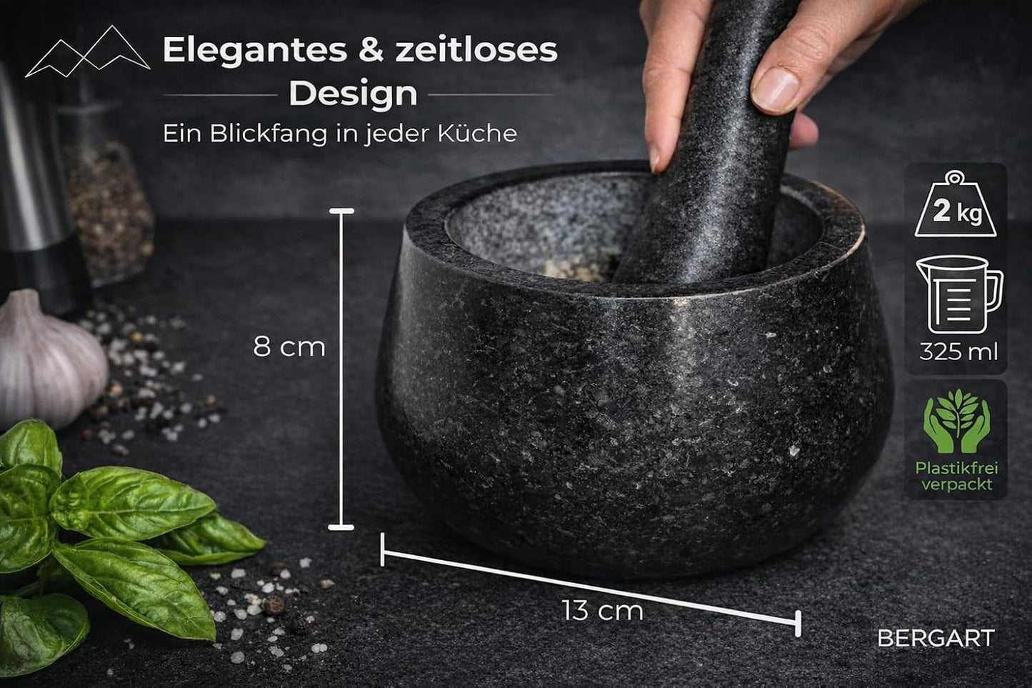 Granit-Mörser mit Stössel