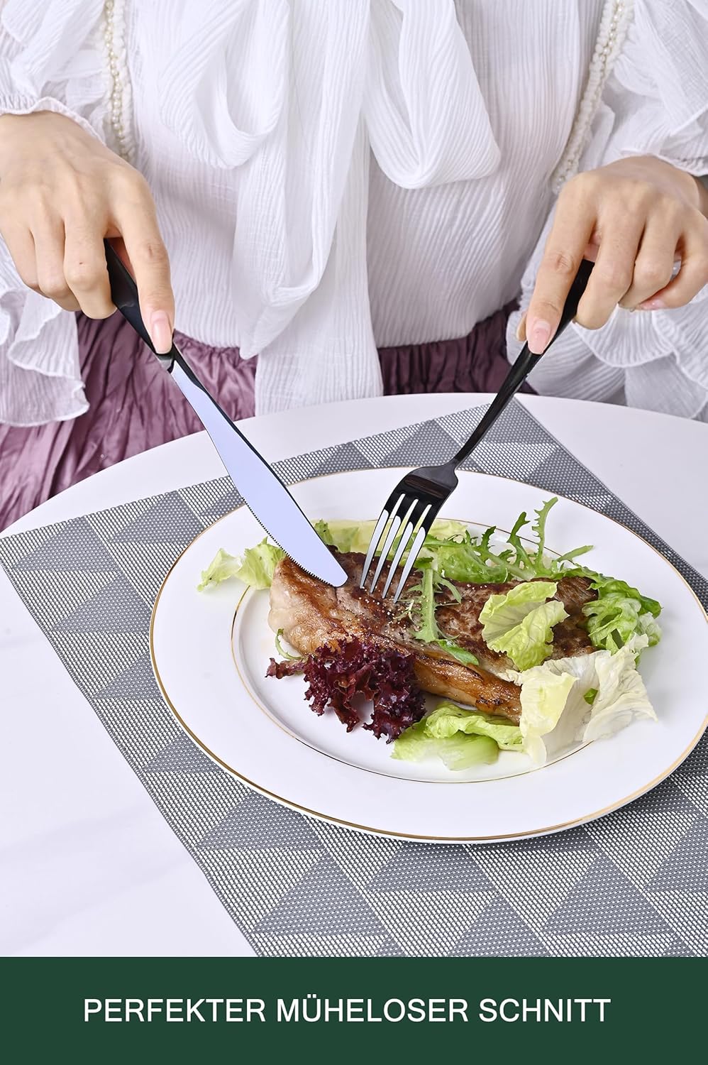 Spülmaschinenfestes Besteckset, 32 - teilig Schwarz