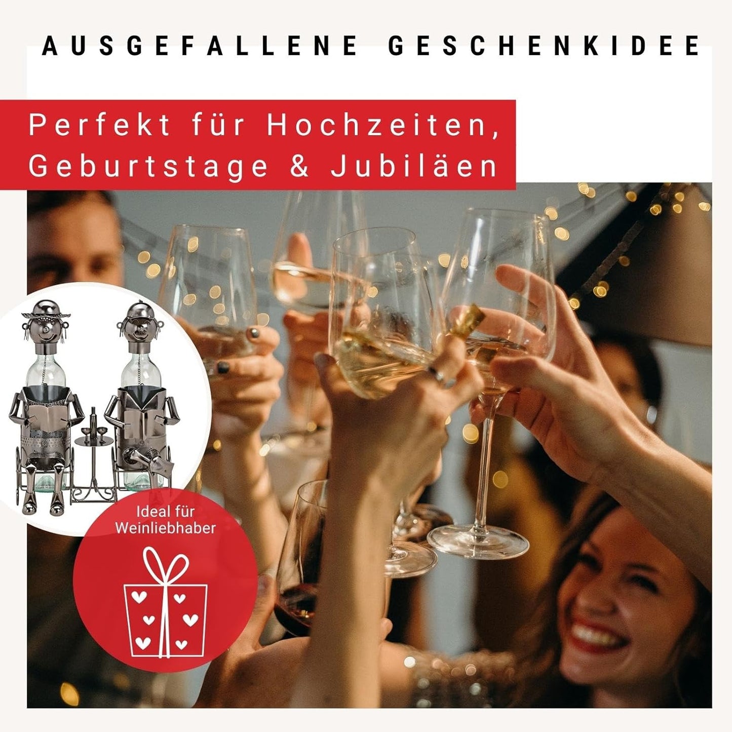 Weinflaschenhalter Deko-Figur Set, mit Figuren