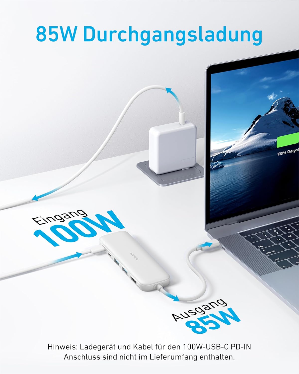 USB-C Hub mit 4K HDMI und 5Gbps Datenanschluss, Weiß