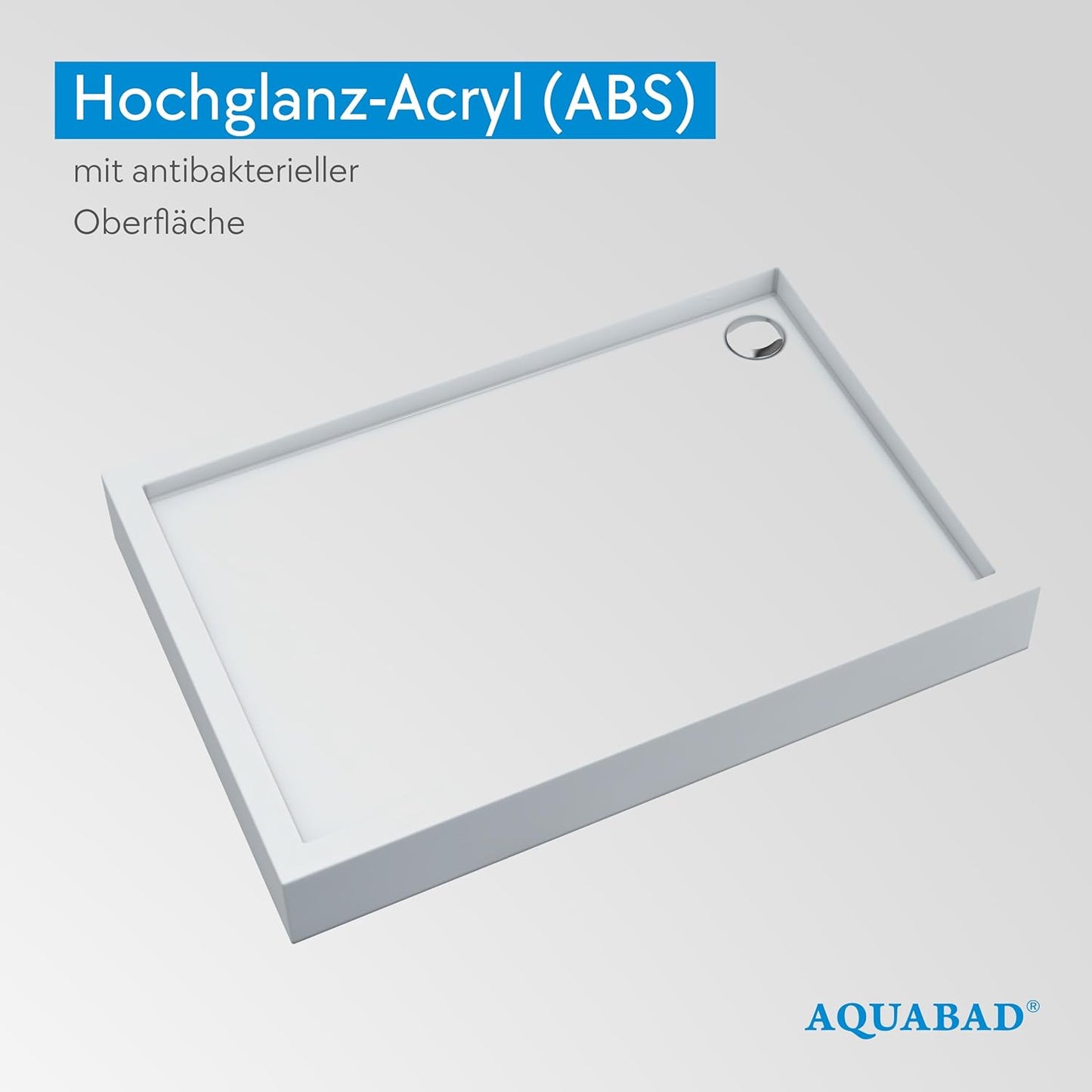 Duschwanne Elegana mit LeakProtect inkl. Ablaufgarnitur/Siphon, Smooth White / Ablauf A49cr 80 x 100 cm