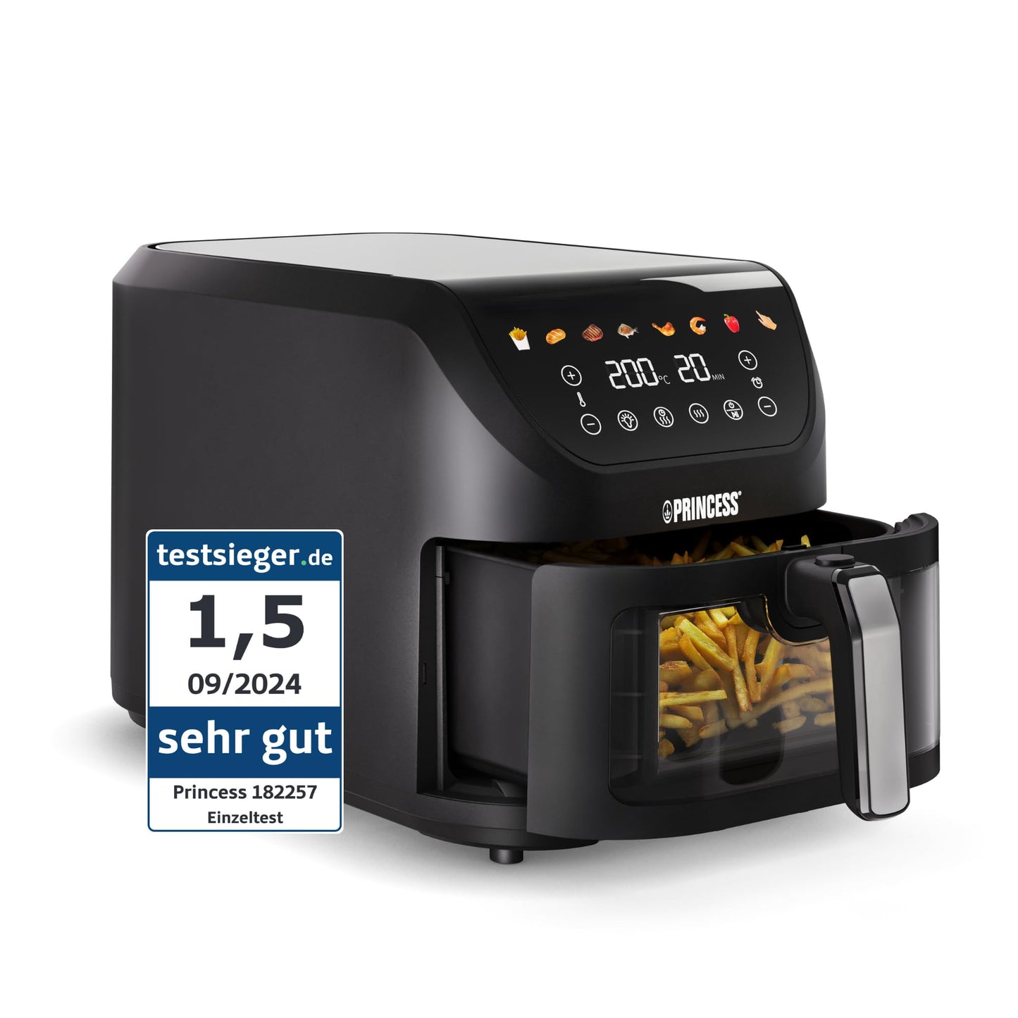 SlimFry Airfryer mit 8 Programmen, Bunte Symbole 8 l