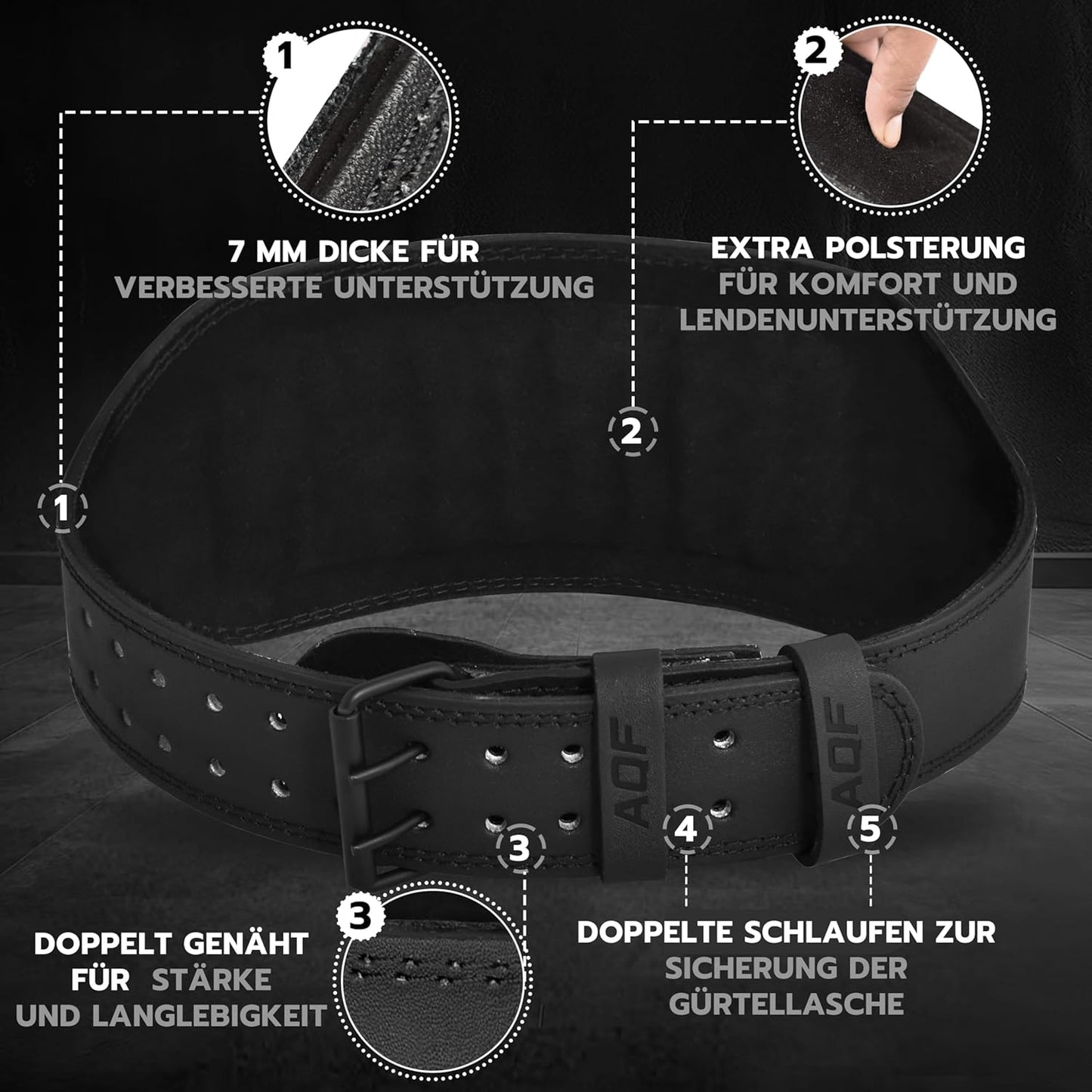 Gepolsterter Gewichthebergürtel mit Lendenwirbelstütze, XL 36"-40" Mattschwarz 6 Zoll
