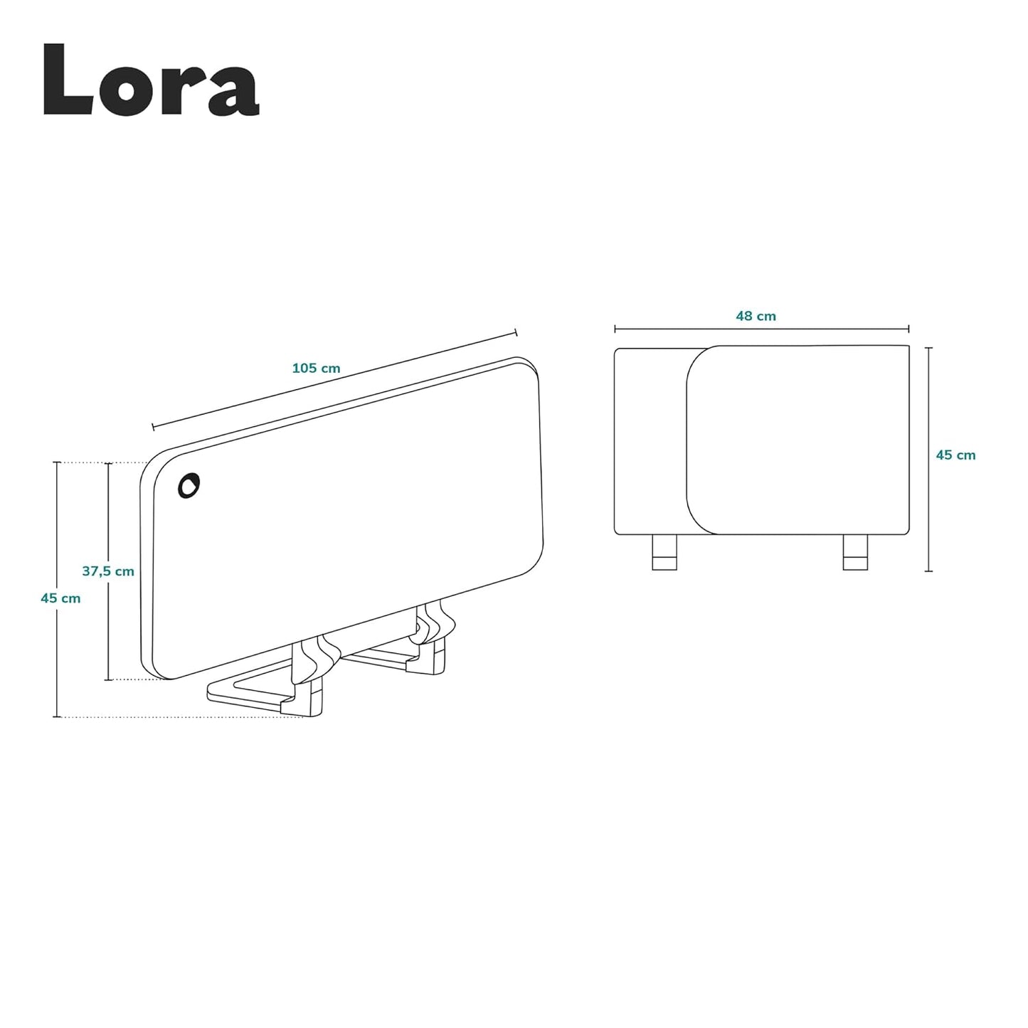 Lora - Tragbares Bettschutzgitter, Grau Stein 45 CM - 105 CM