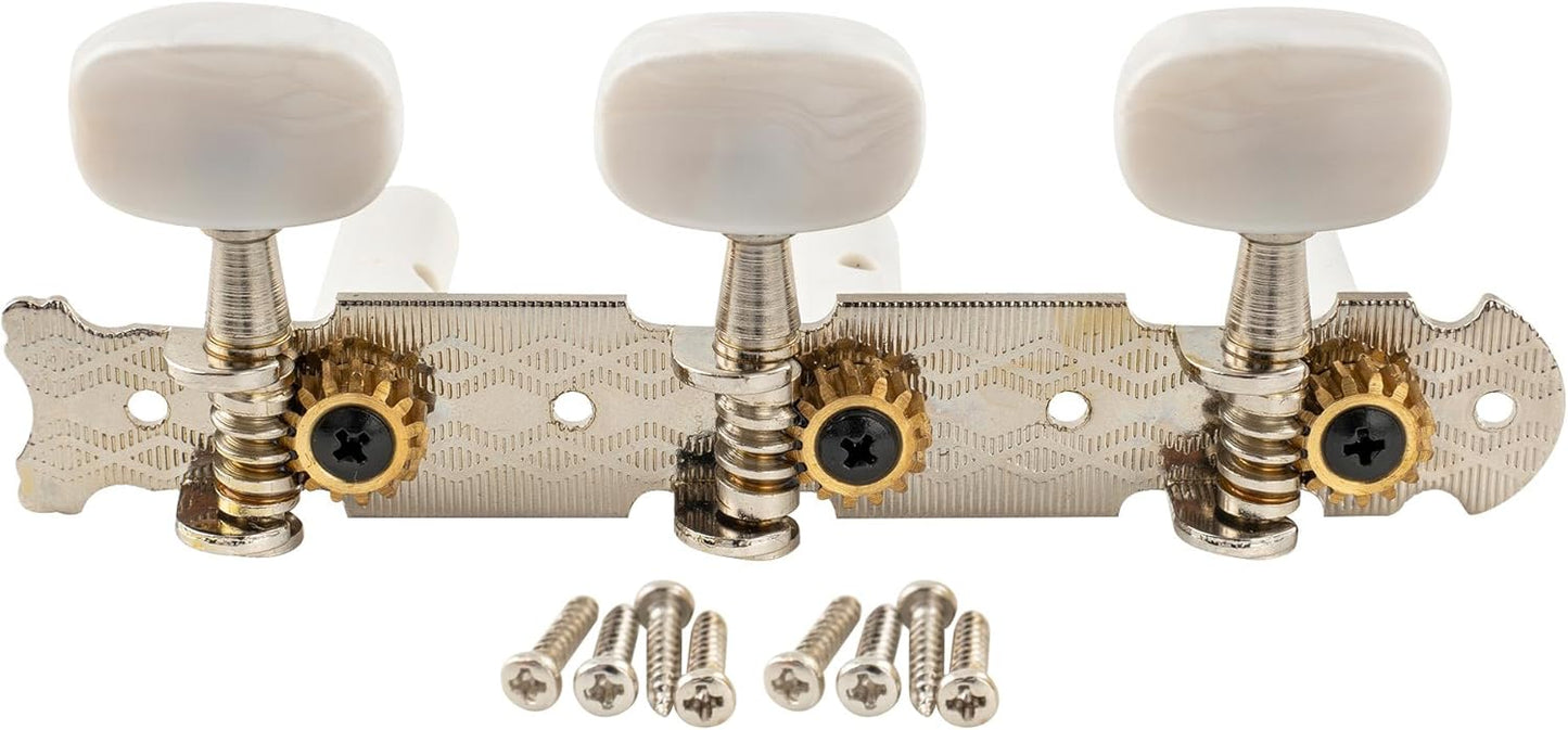 Mechaniken-Set für Konzertgitarre (vernickelt), Ovale Knöpfe, vernickelt