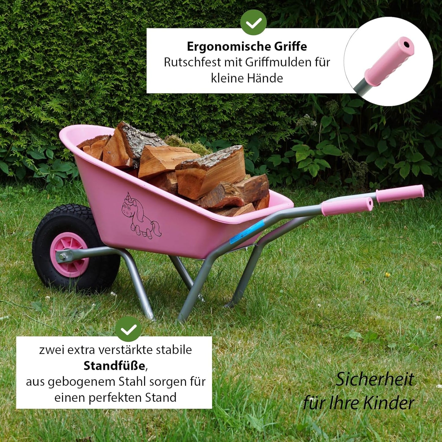 Kinderschubkarre Einhorn (40 kg Traglast), Einhorn | Rosa