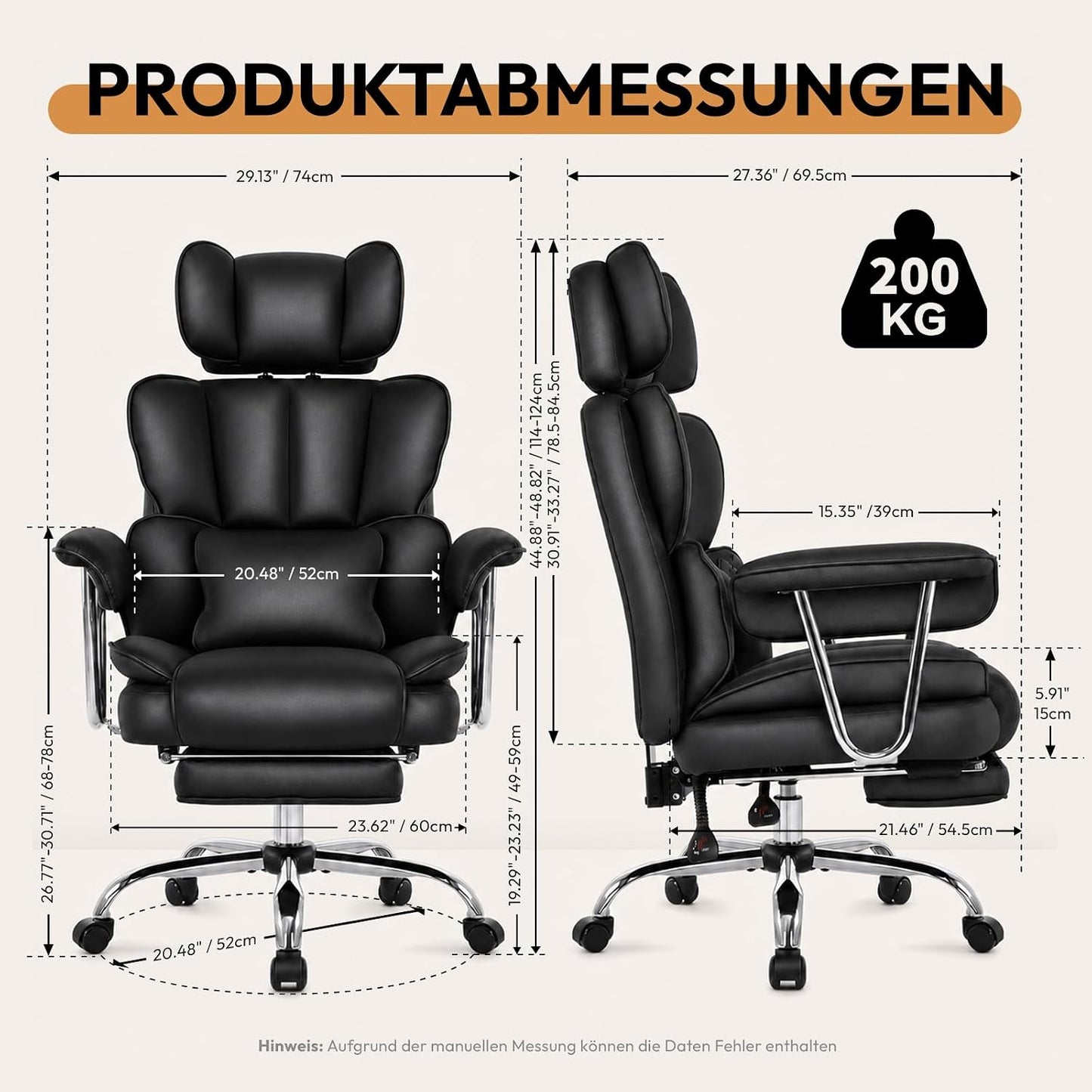 Ergonomischer Bürostuhl mit verstellbarer Lendenstütze, Schwarz