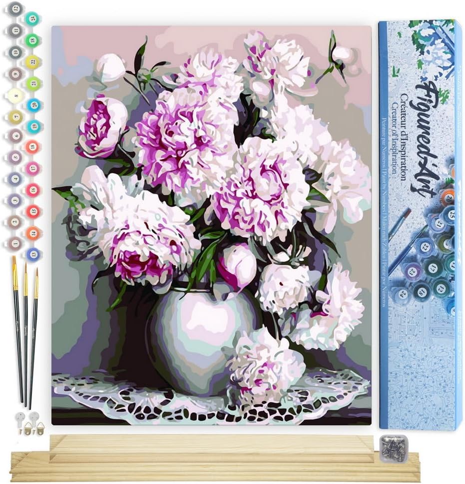 Malen Nach Zahlen Set Vase Pfingstrosen, Vase Pfingstrosen 40x50cm Mit Keilrahmen (nicht gespannt)