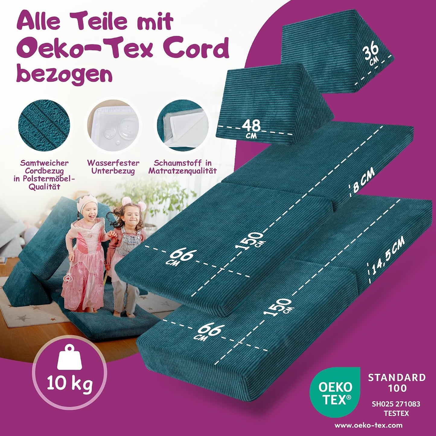 Spielsofa für Kinder, Tannengrün