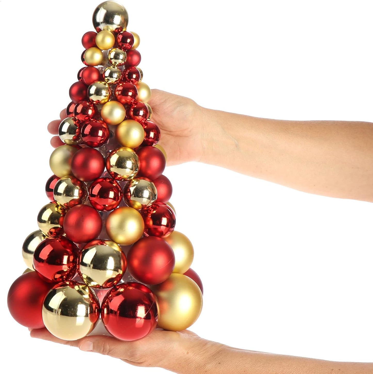 Künstlicher Weihnachtsbaum mit Christbaumkugeln, 01 Stück - 30cm - Goldfarben/Rot