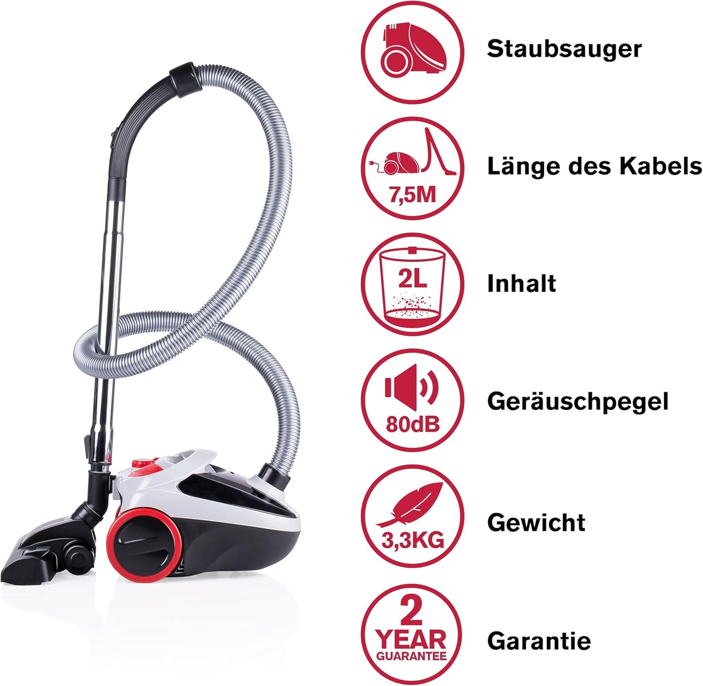 Bodenstaubsauger DD2001 mit Beutel und HEPA Filter, DD2001