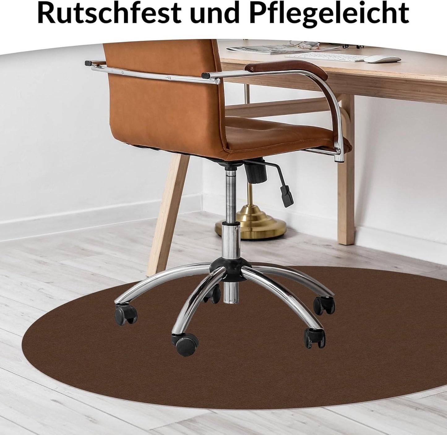 Runde Bodenschutzmatte für Bürostuhl, Rund 90 cm Schoko