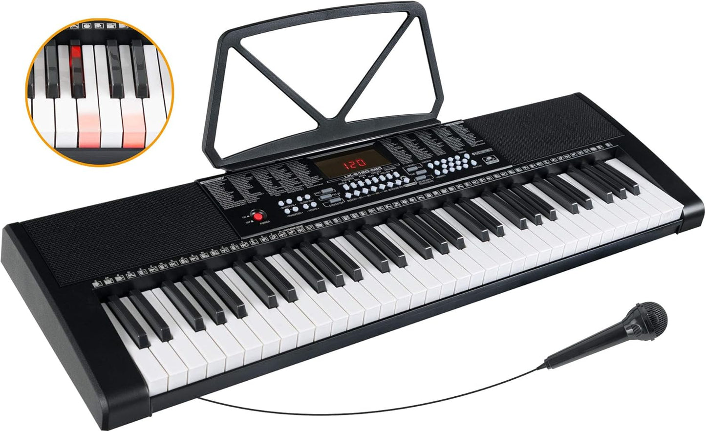 Einsteiger-Keyboard Set mit Leuchttasten und Mikrofon