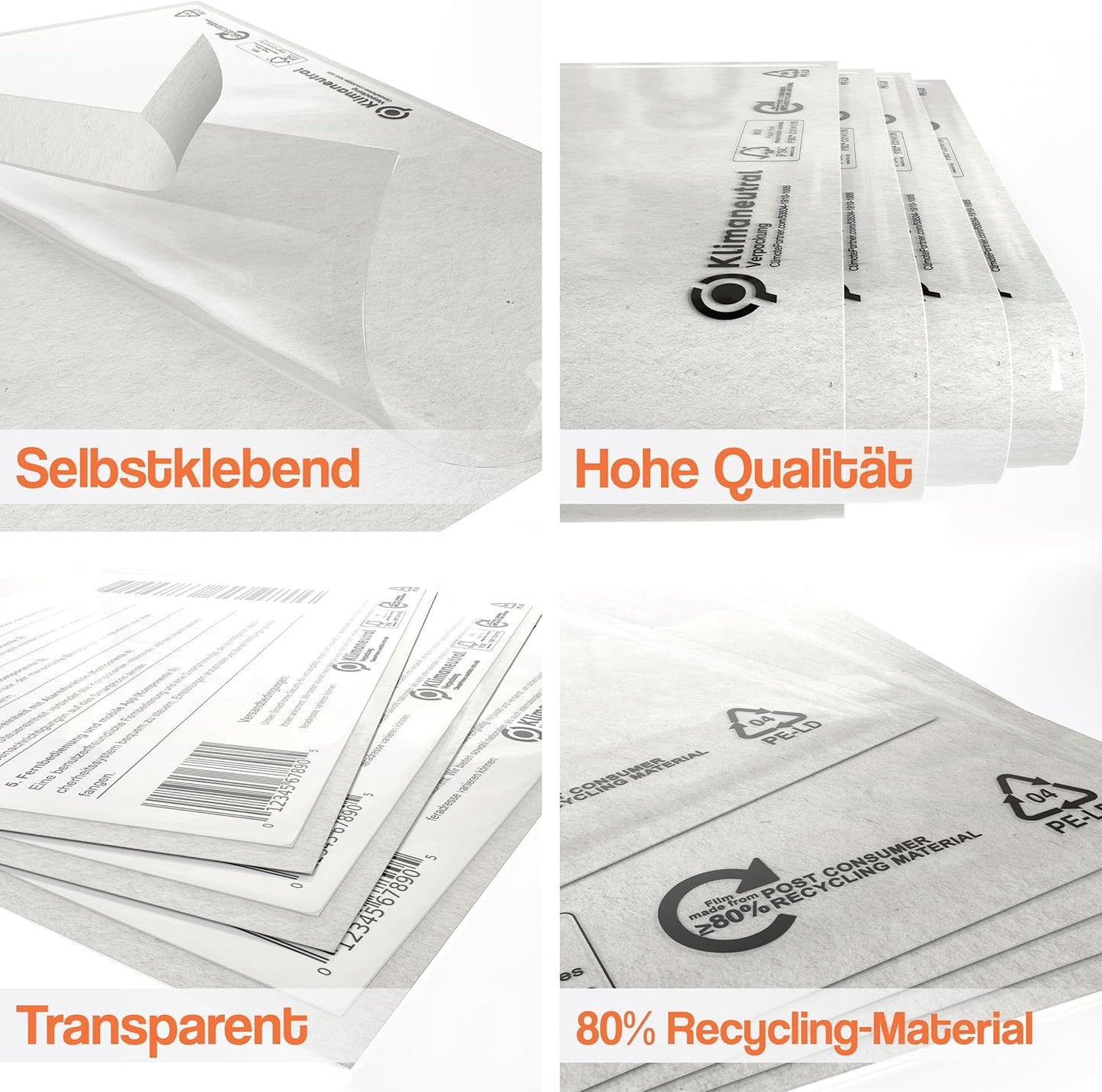 Transparente Versandtaschen, 500 Stück, DIN C5