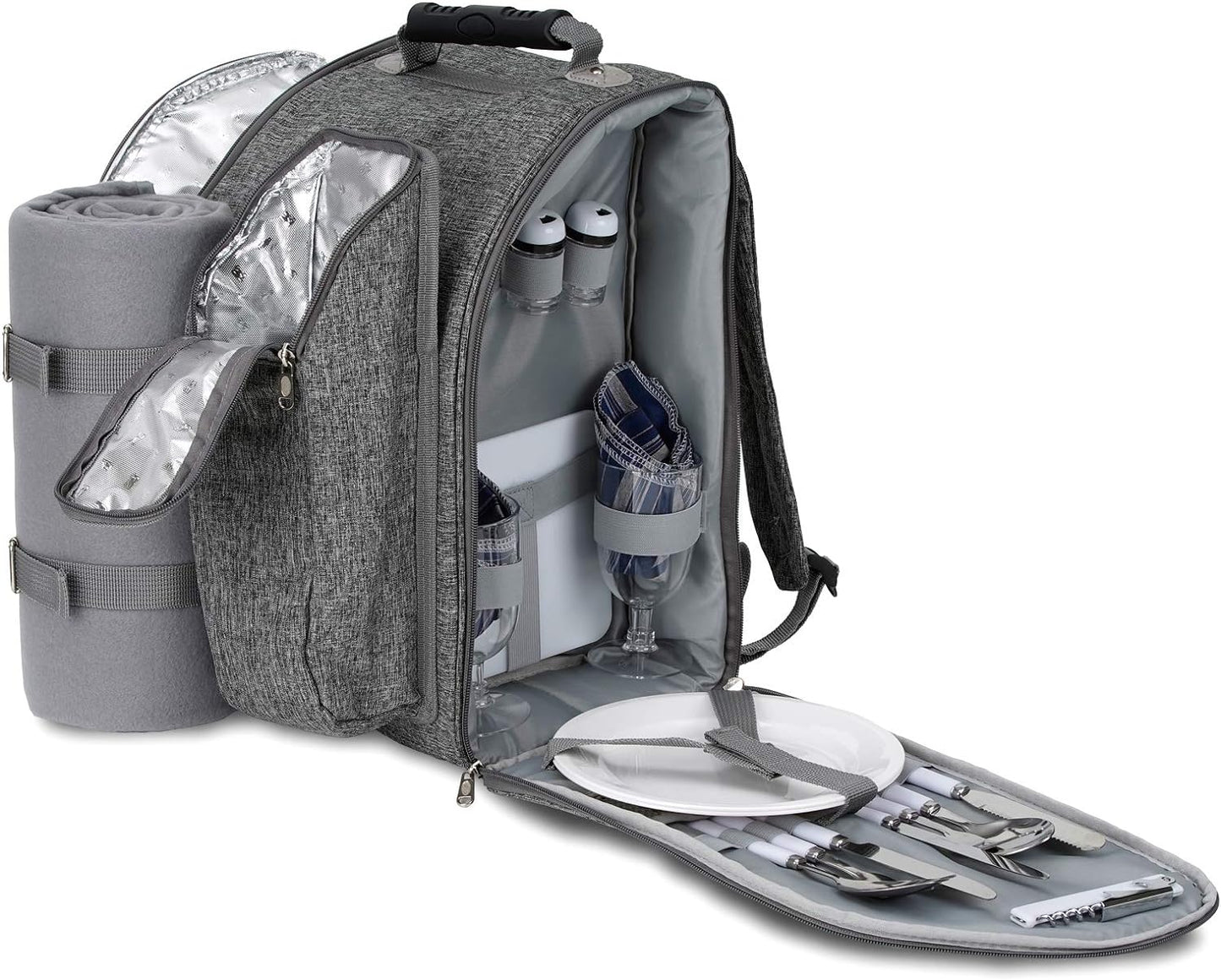 Picknickrucksack, Grau - 2 Personen