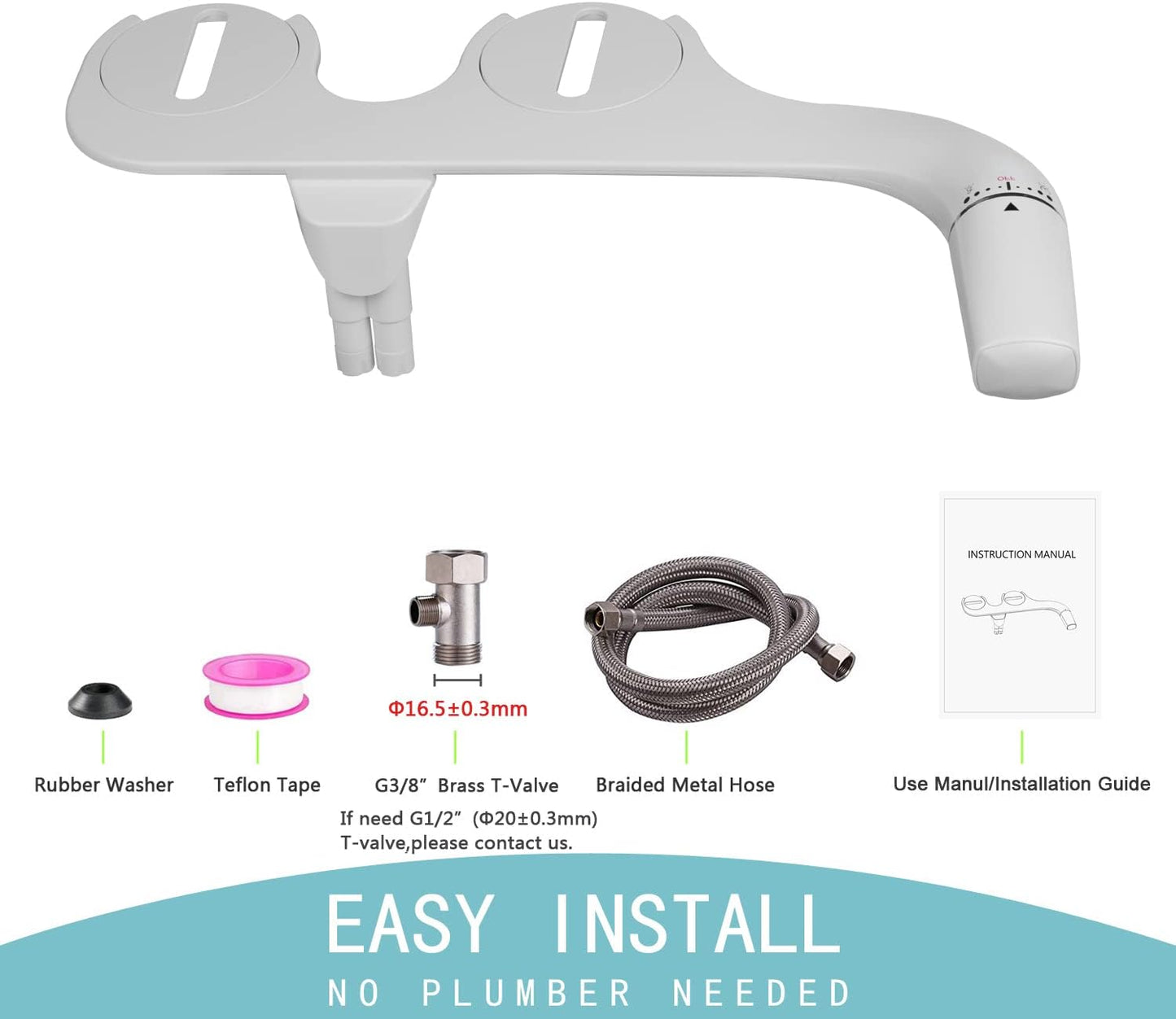 Bidet-Aufsatz mit Doppel-Düsen für Linkshänder, Left Hand Control