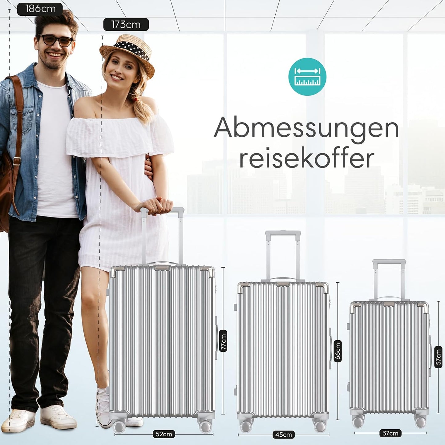 Hartschalenkoffer-Set mit TSA-Schloss (2-teilig), M/L