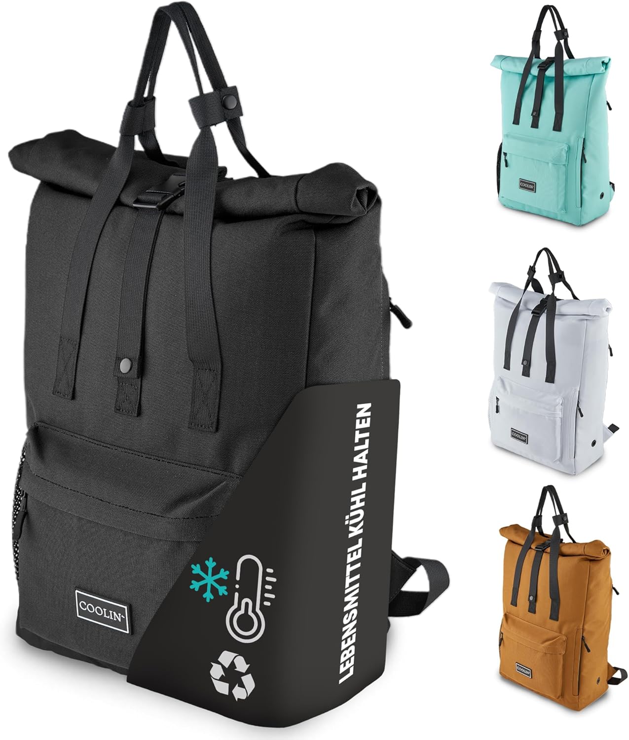 Kühlrucksack mit Thermofach, Schwarz